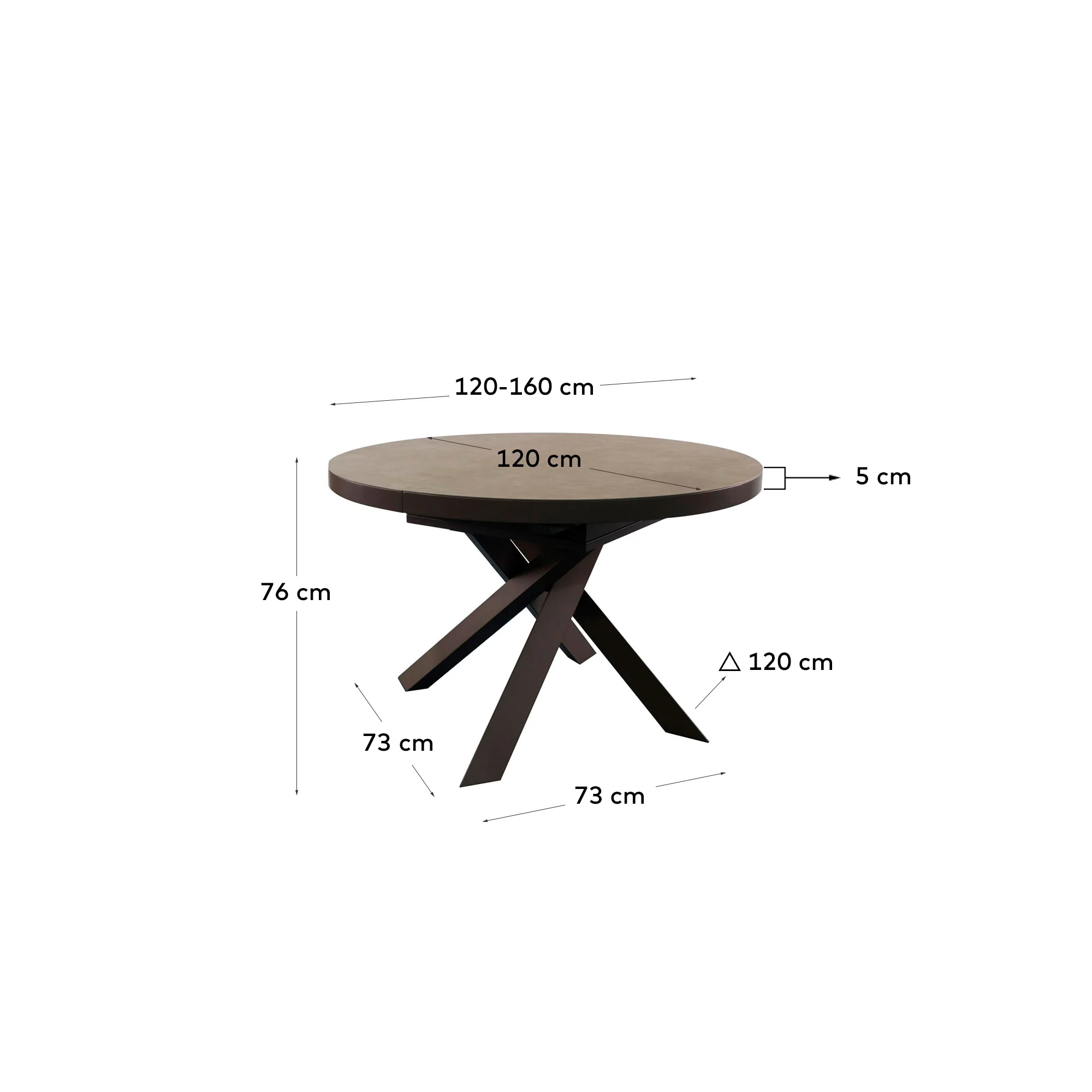 Vashti Ausziehtisch Braun Ø 120 x 120 oder 160 cm - Image 3