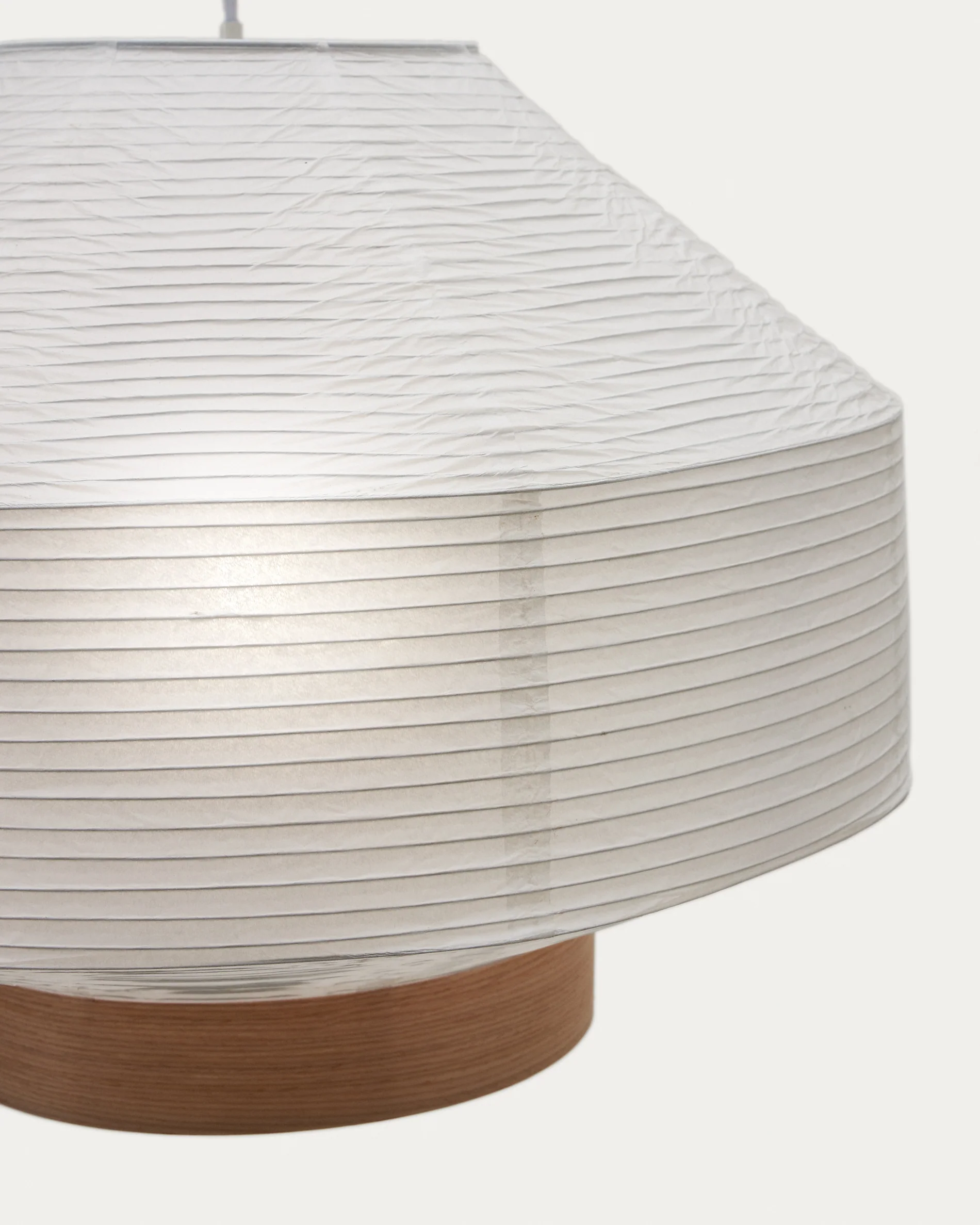 Lampenschirm für Deckenleuchte Hila aus weißem Papier und Naturholzfurnier Ø 30 cm - Image 4