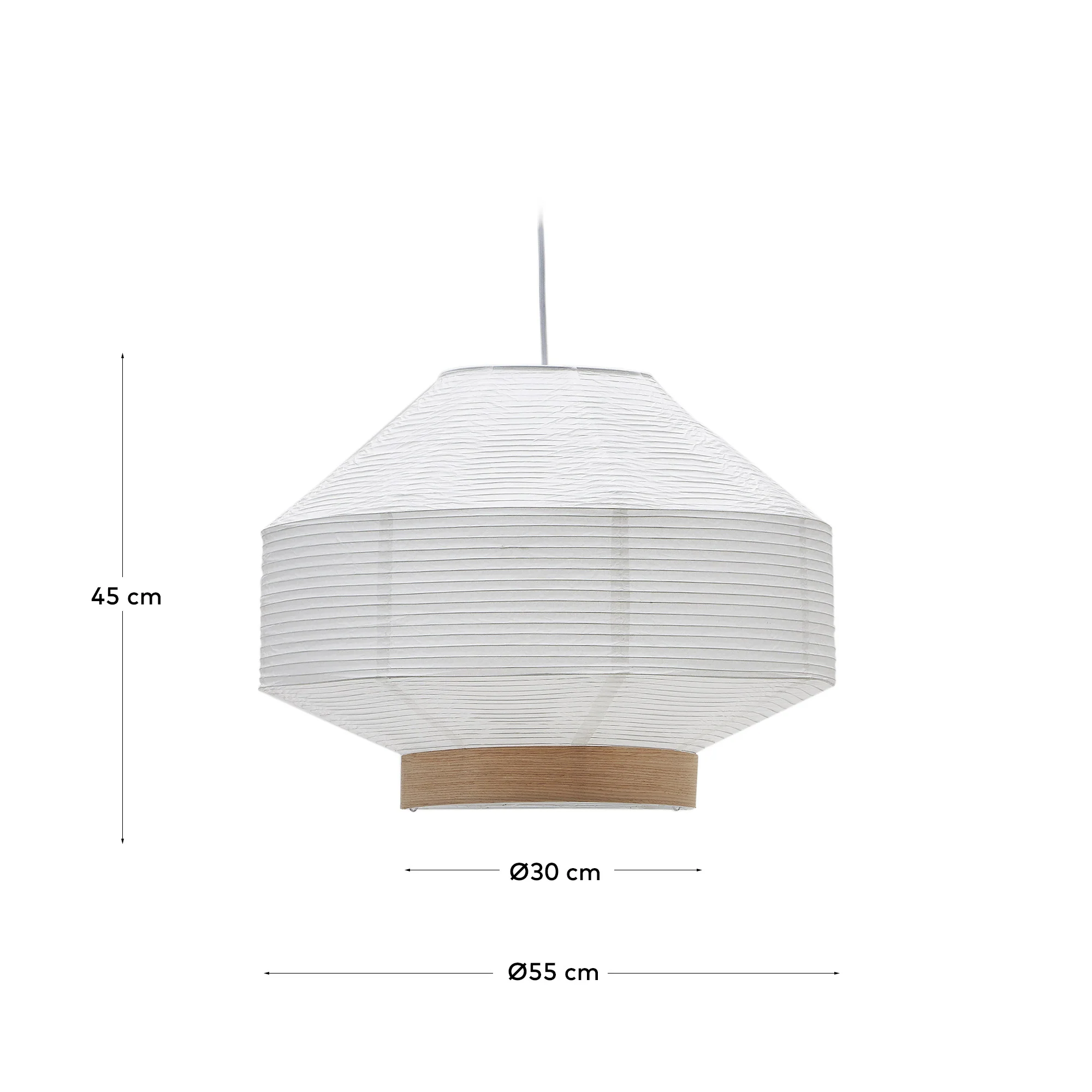 Lampenschirm für Deckenleuchte Hila aus weißem Papier und Naturholzfurnier Ø 30 cm - Image 7
