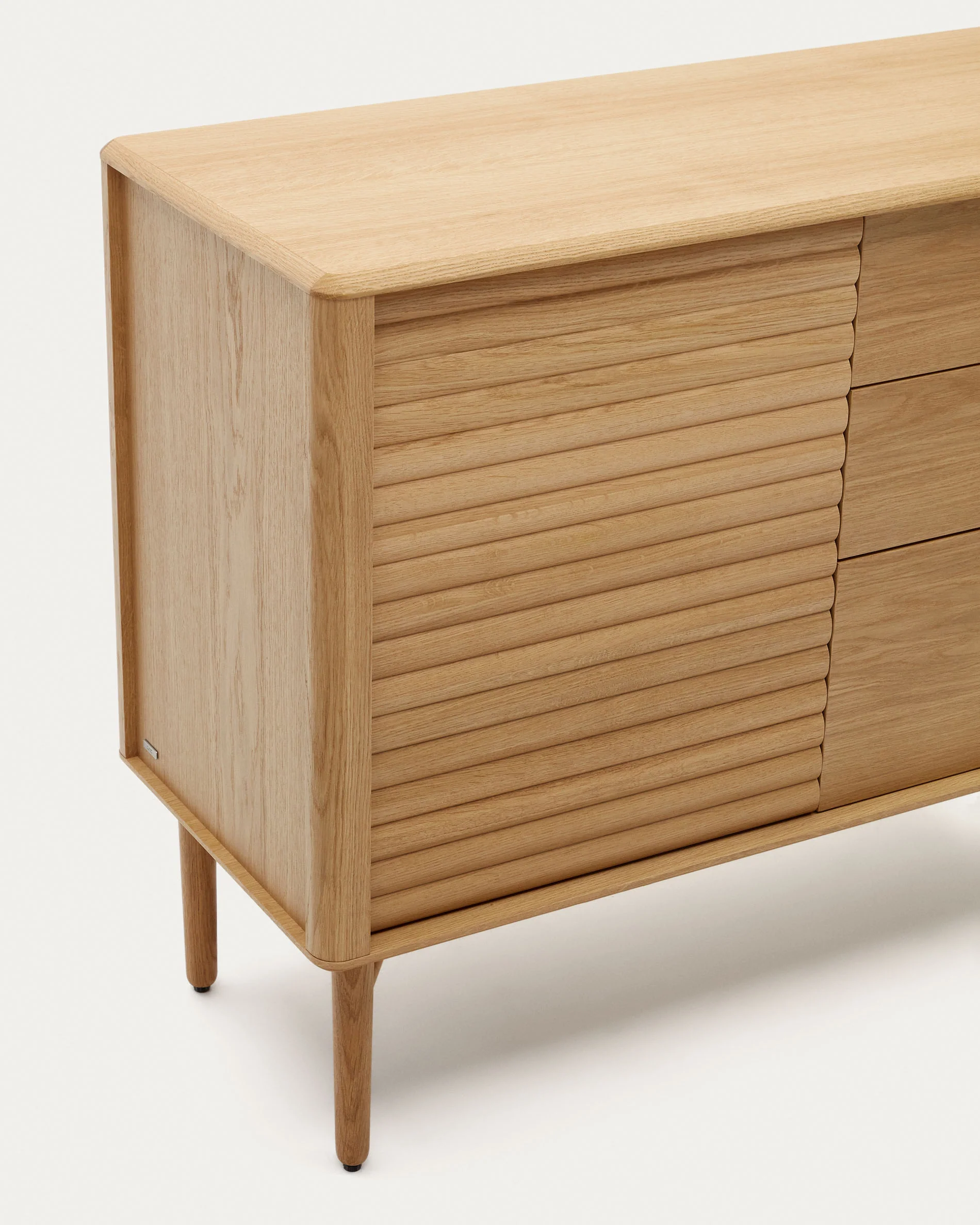 Lenon Sideboard 1 Türe und 3 Schubladen aus Eichenholz und Eichenfurnier 105 x 84 cm FSC M - Image 6