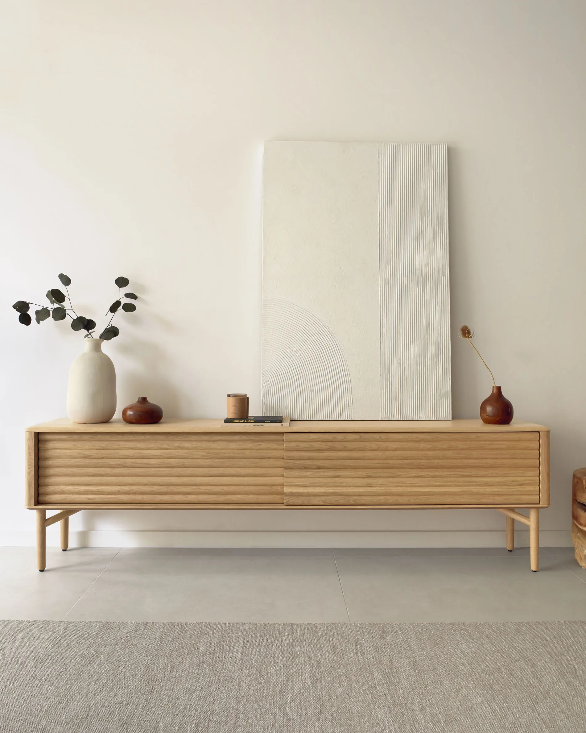 Lenon TV-Schrank 2 Türen aus massiver Eiche und Furnier 200 x 57 cm FSC MIX Credit - Image 2