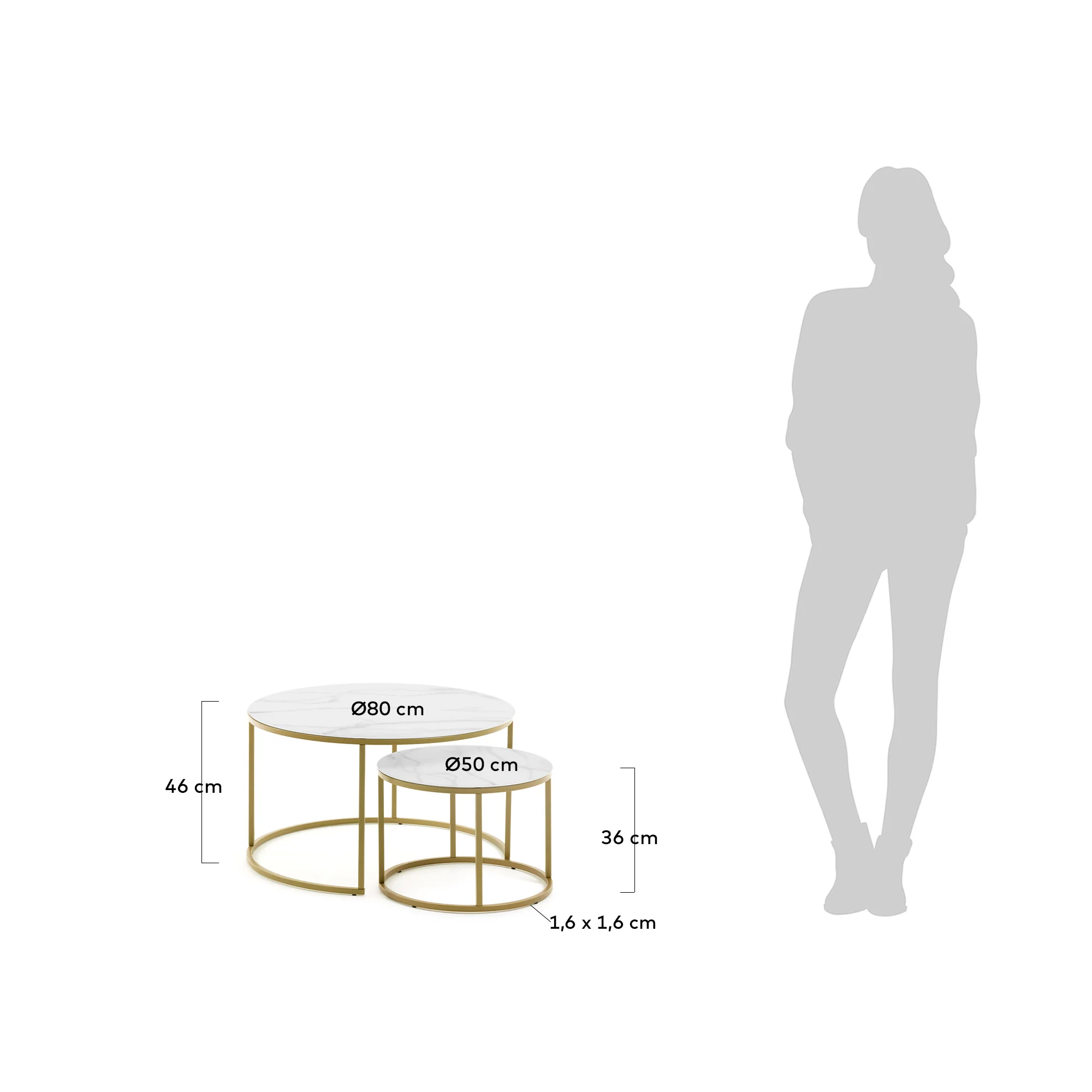 Leonor Set 2 Beistelltisch Ø 80 cm / Ø 50 cm - Image 2