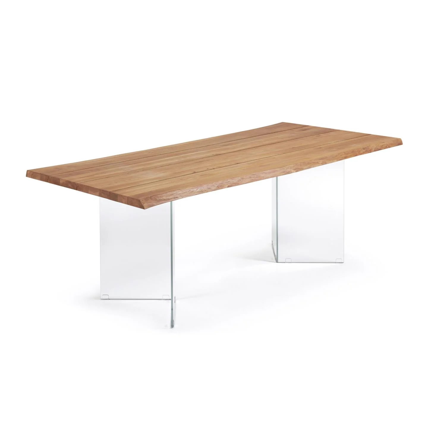 Lotty Tisch Eichenfurnier mit natürlichem Finish und Glasbeinen 220 x 100 cm