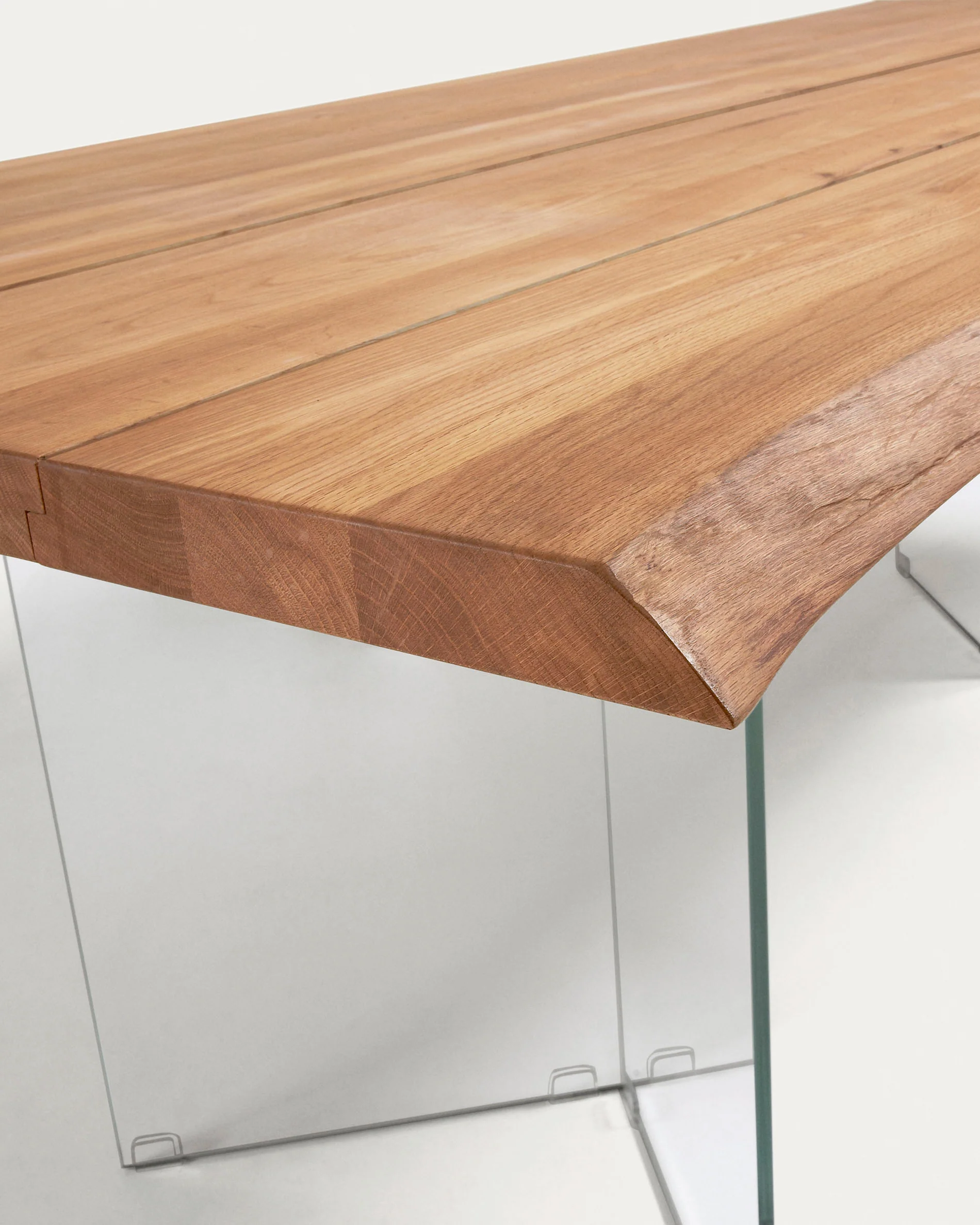 Lotty Tisch Eichenfurnier mit natürlichem Finish und Glasbeinen 220 x 100 cm - Image 6