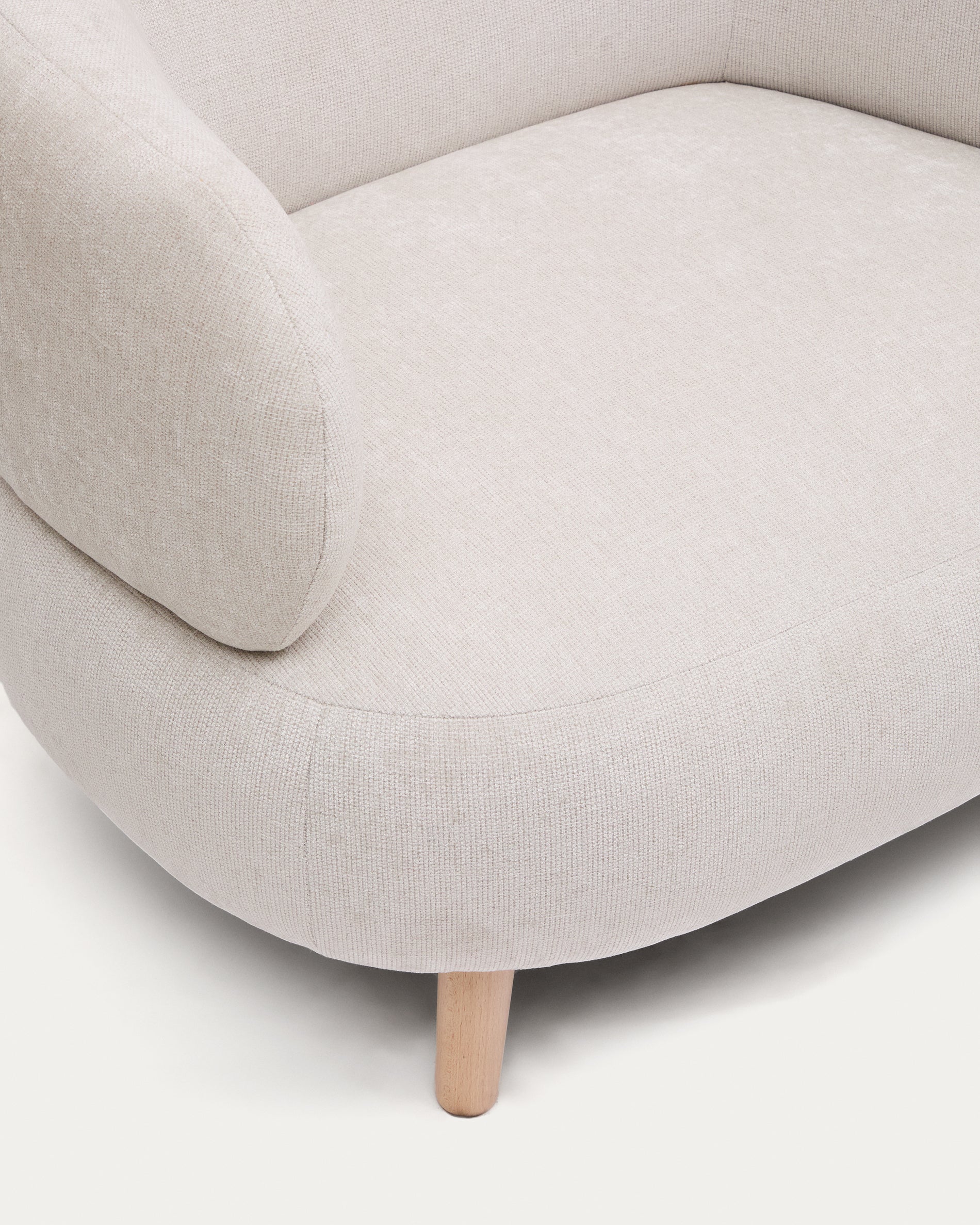 Luisa Sessel aus Chenille in Perle Beine aus massiver Buche 90 cm - Image 3