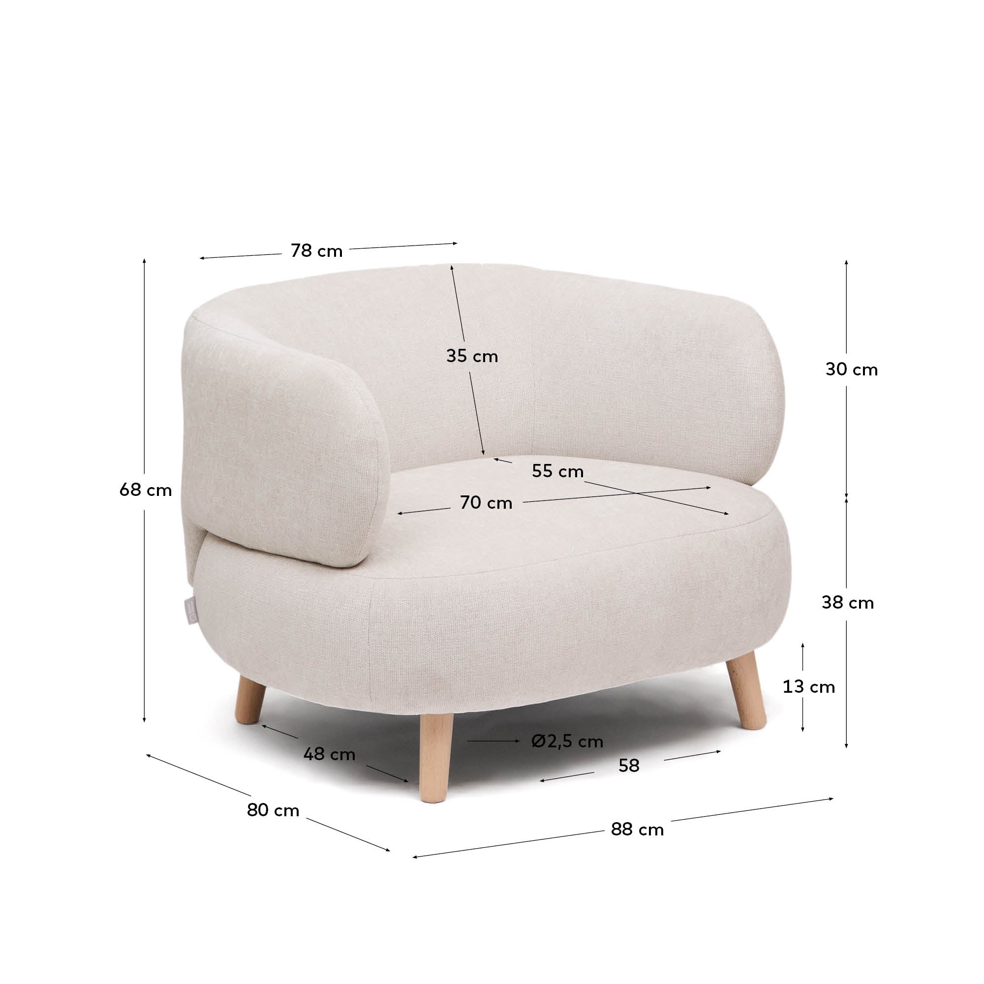 Luisa Sessel aus Chenille in Perle Beine aus massiver Buche 90 cm - Image 4