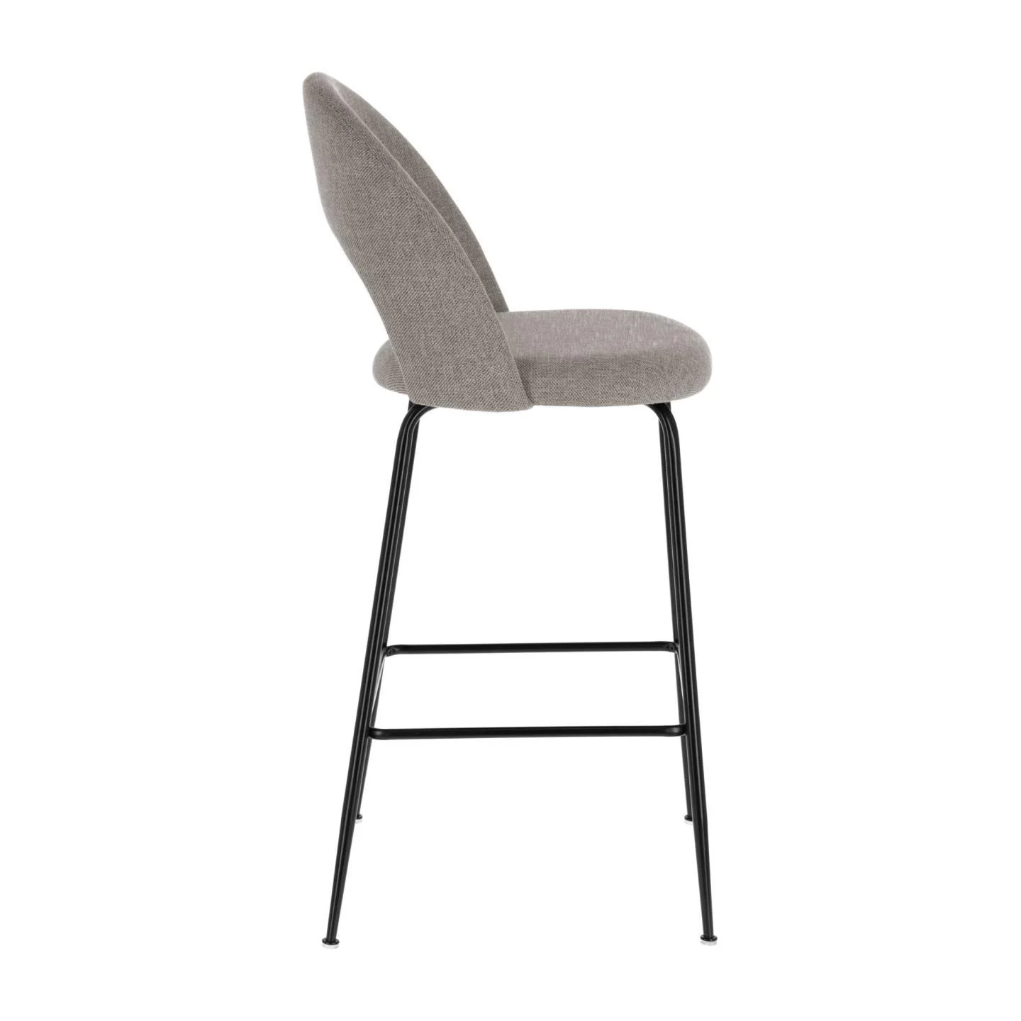 Mahalia Barhocker hellgrau und Stahl mit schwarzem Finish Höhe 63 cm - Image 2