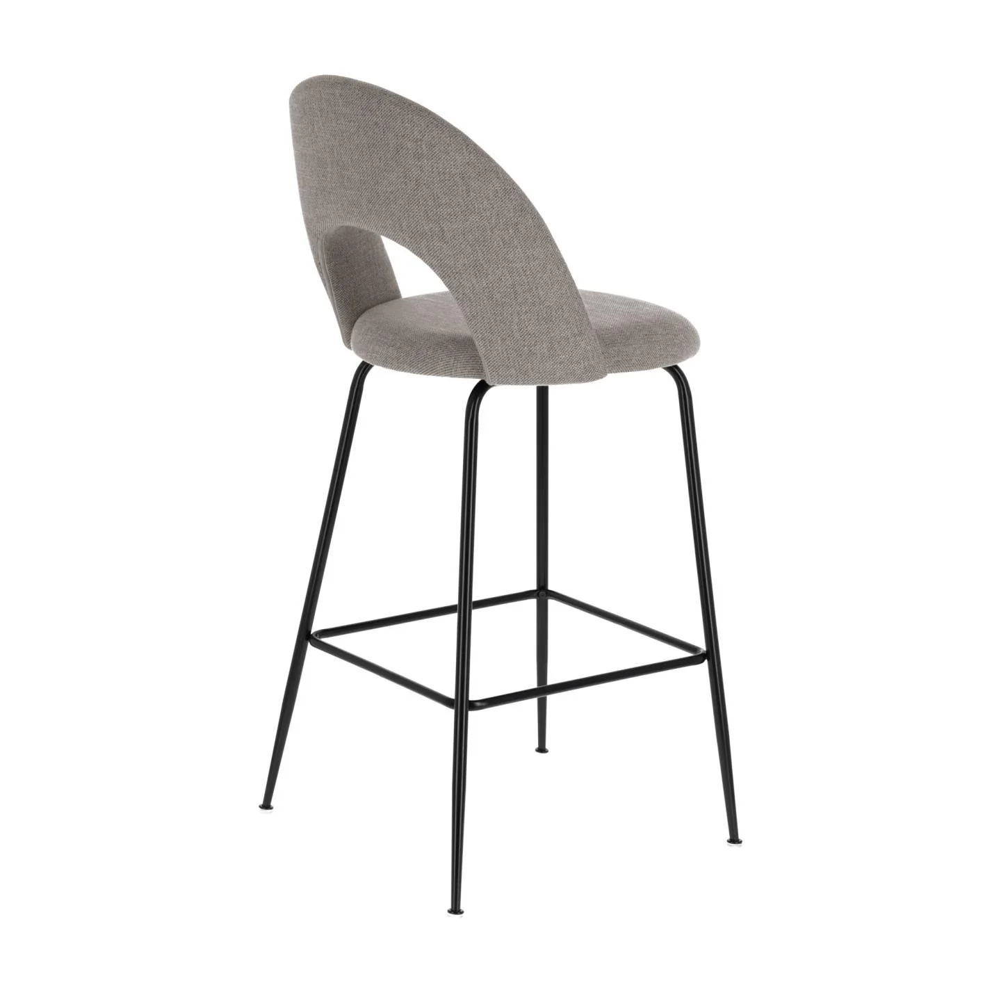 Mahalia Barhocker hellgrau und Stahl mit schwarzem Finish Höhe 63 cm - Image 3