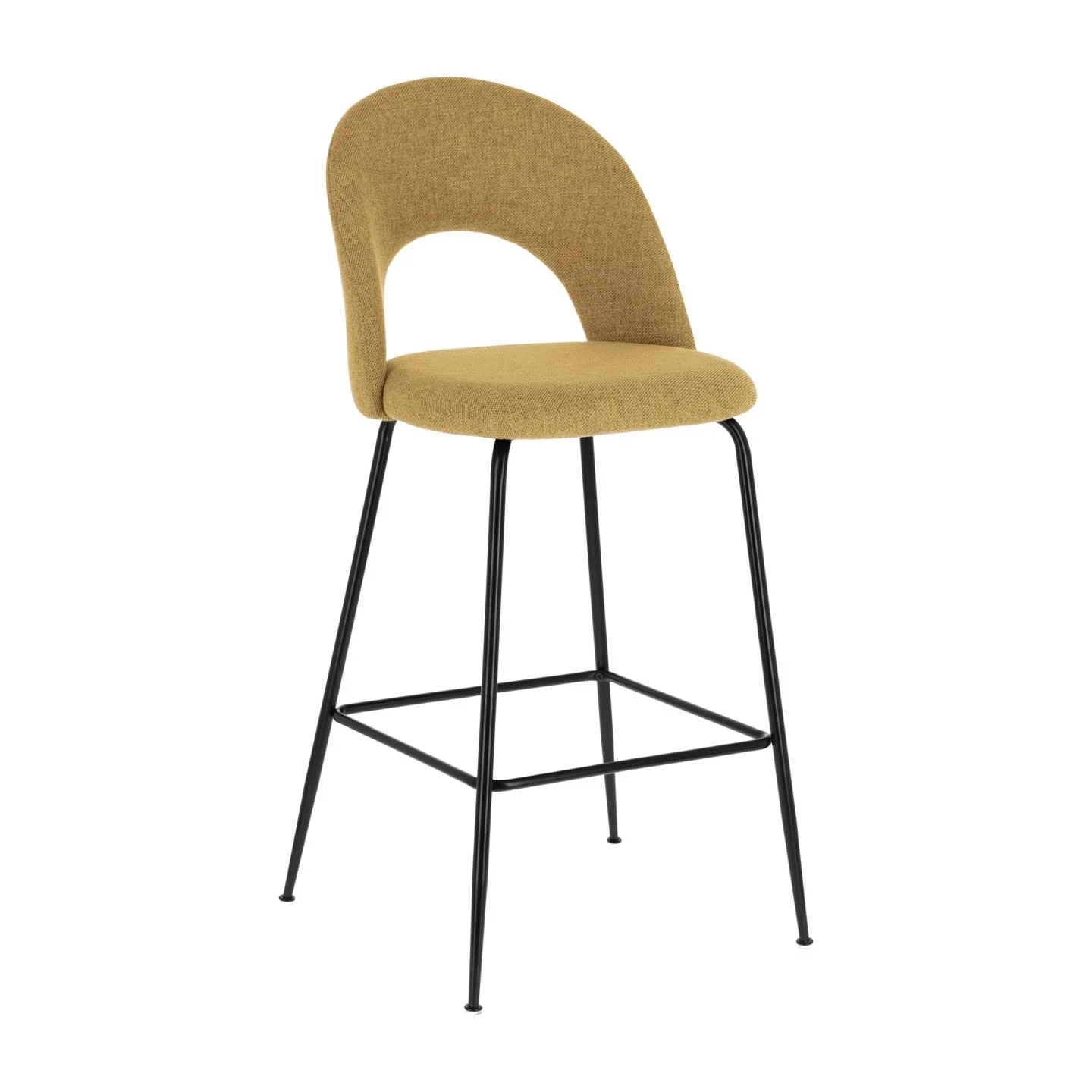 Mahalia Barhocker senfgelb und Stahl mit schwarzem Finish Höhe 63 cm