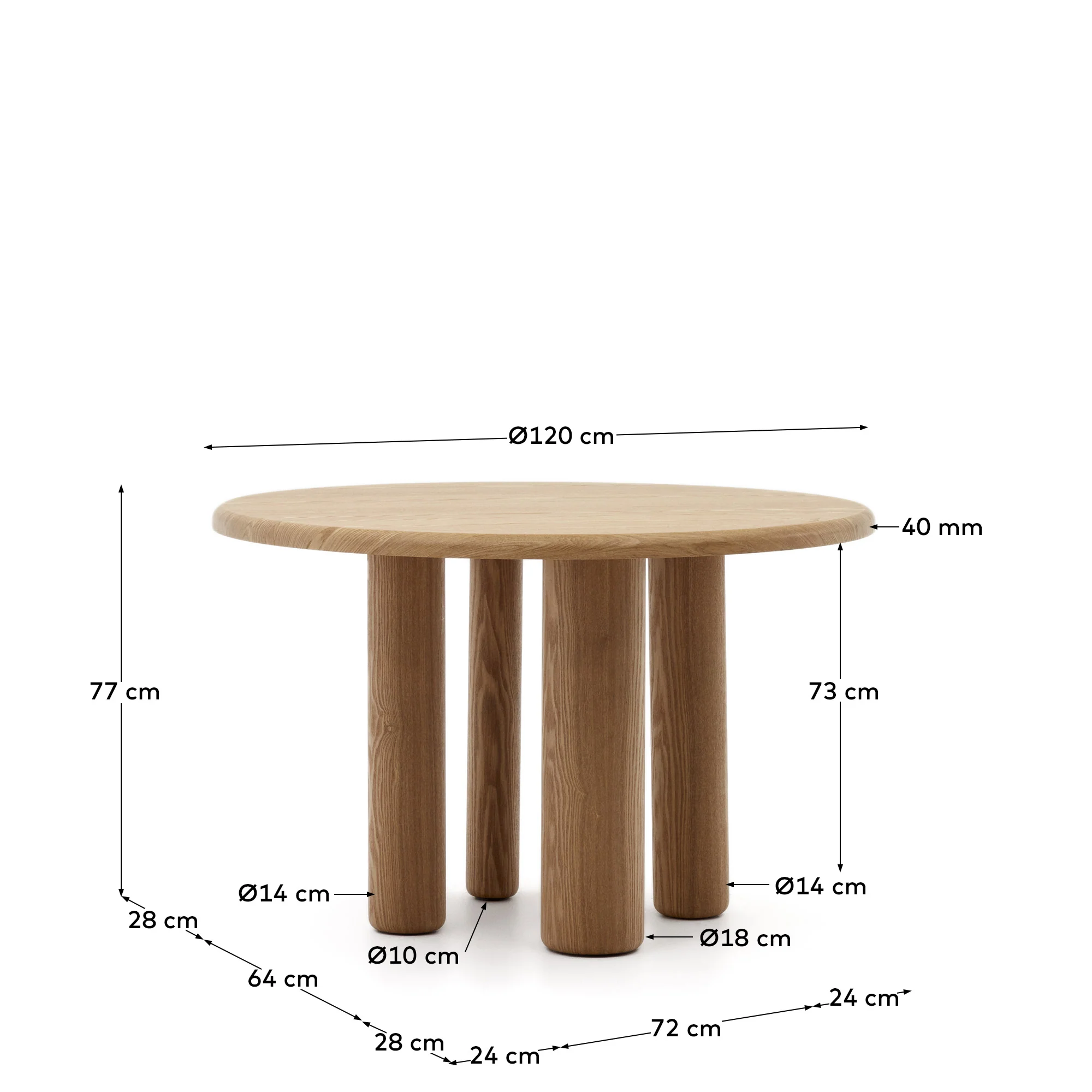 Mailen runder Tisch aus Eschenfurnier mit natürlichem Finish Ø 120 cm - Image 4