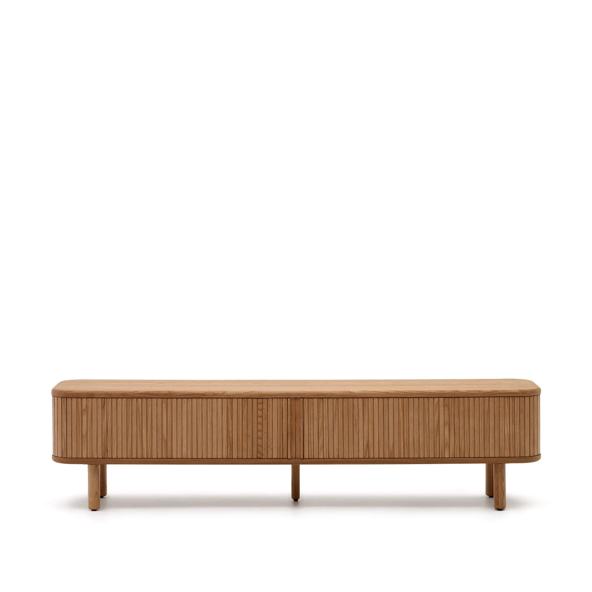 Mailen TV-Möbel 2 Türen in Eschenfurnier und natürlichem Finish 200 x 50 cm