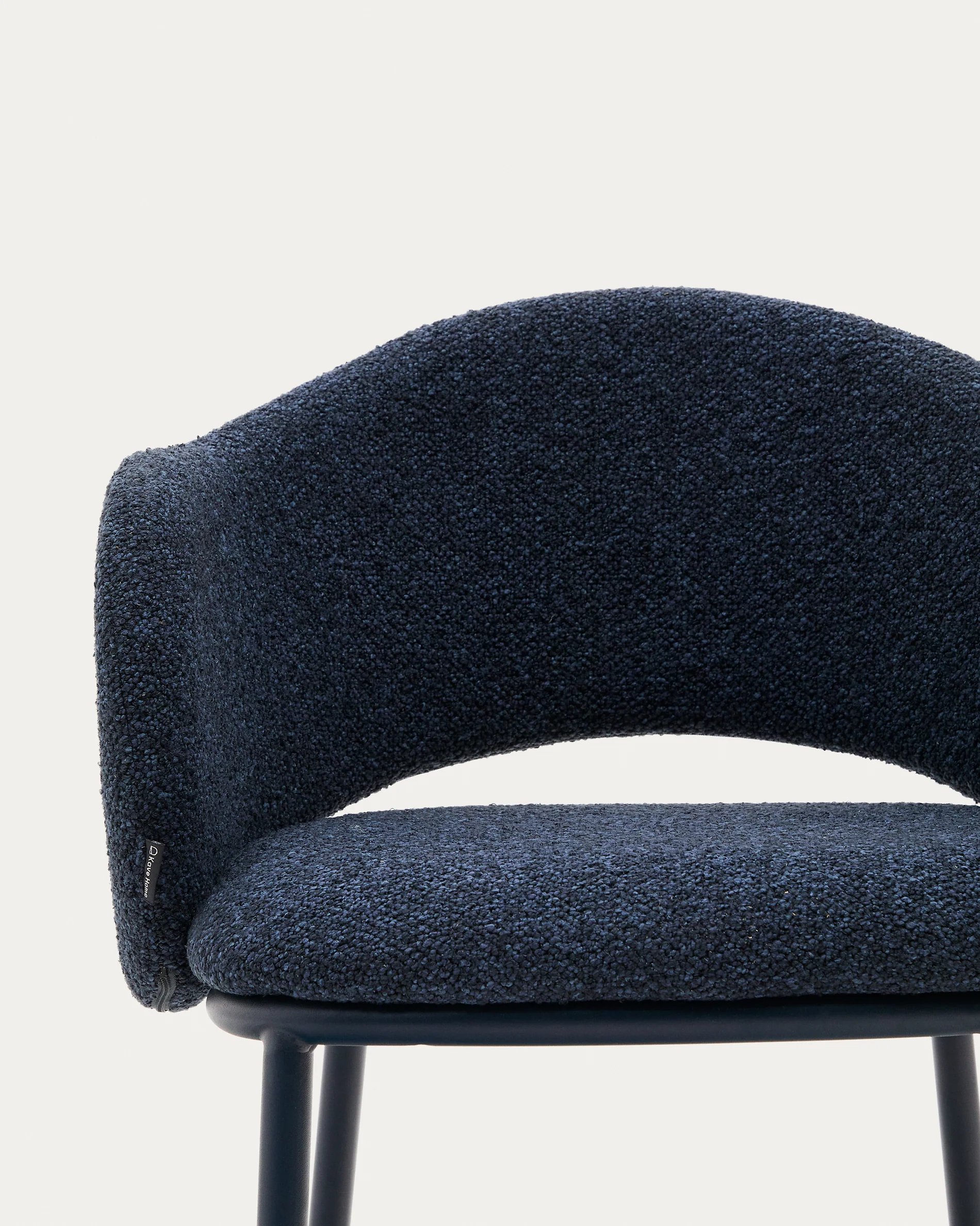 Maina Hocker aus blauem Chenille und Stahlbeinen mit blauem Finish FSC Mix Credit 65 cm - Image 2