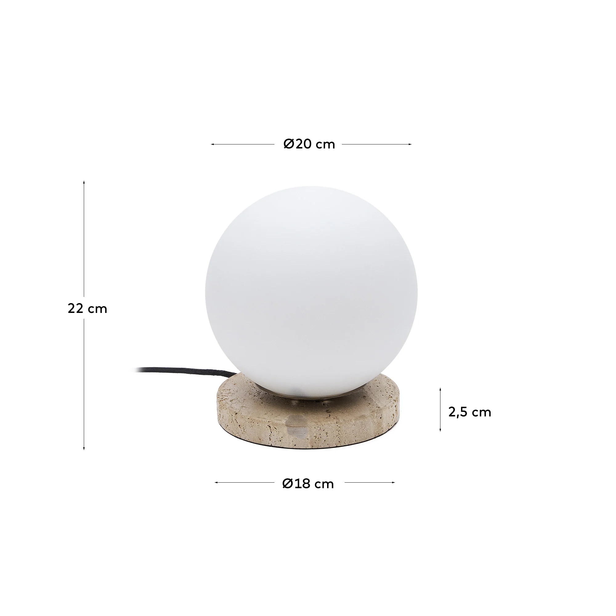 Malachi Tischlampe aus Milchglas und Travertinstein - Image 7