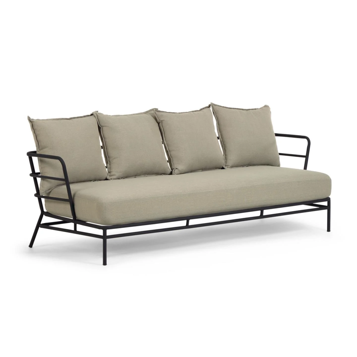 Mareluz 3-Sitzersofa aus schwarzem Stahl 197 cm