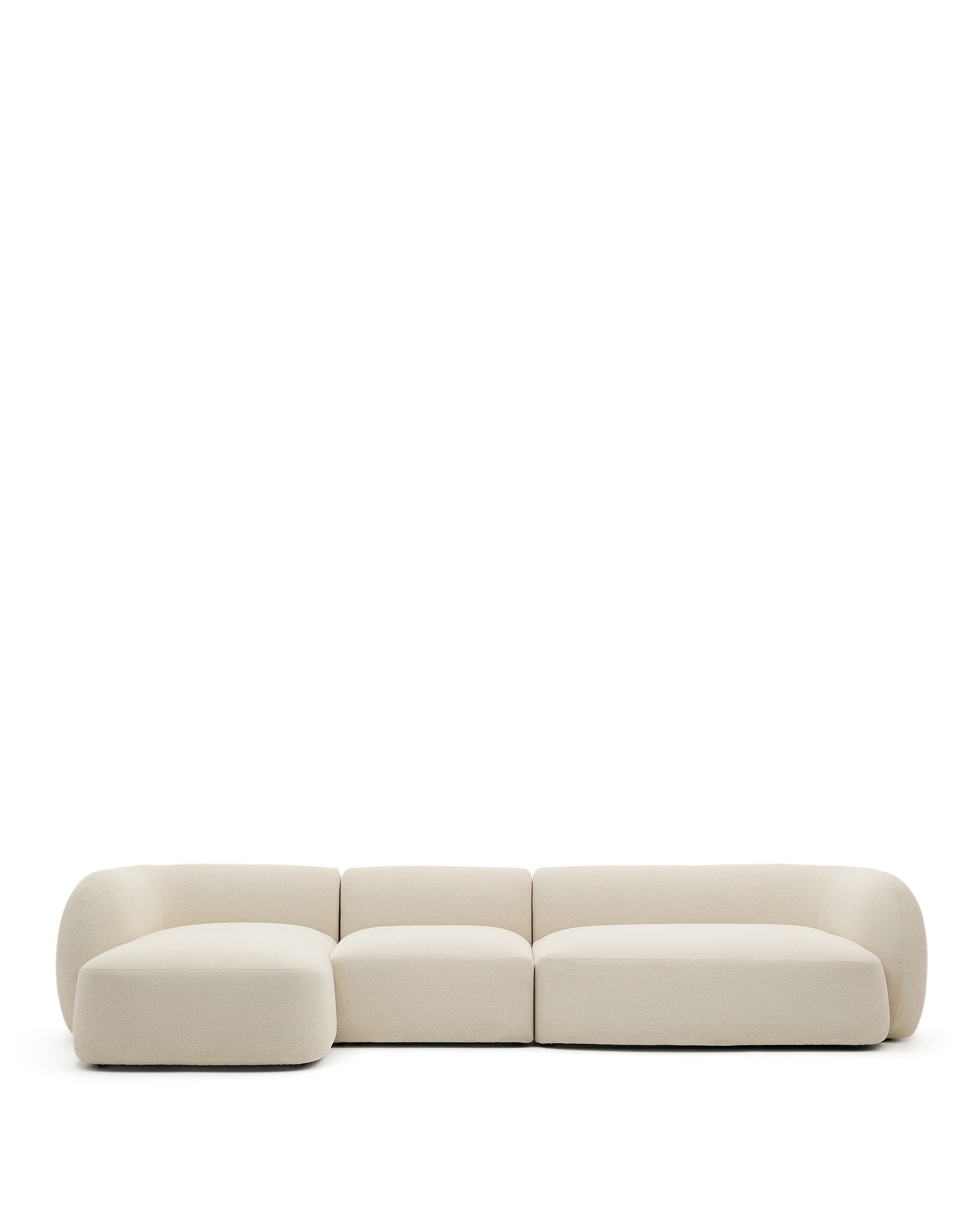 Martina modulares 4-Sitzer-Sofa in Chenille mit Chaiselongue links in Ecru 377 cm - Image 2