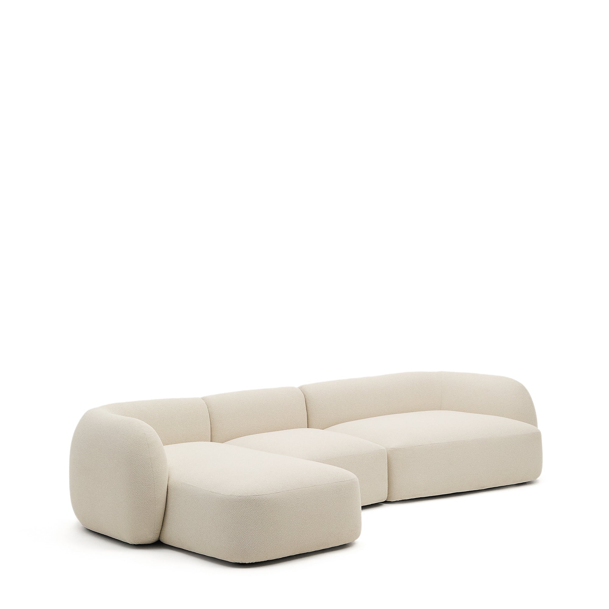 Martina modulares 4-Sitzer-Sofa in Chenille mit Chaiselongue links in Ecru 377 cm - Image 5
