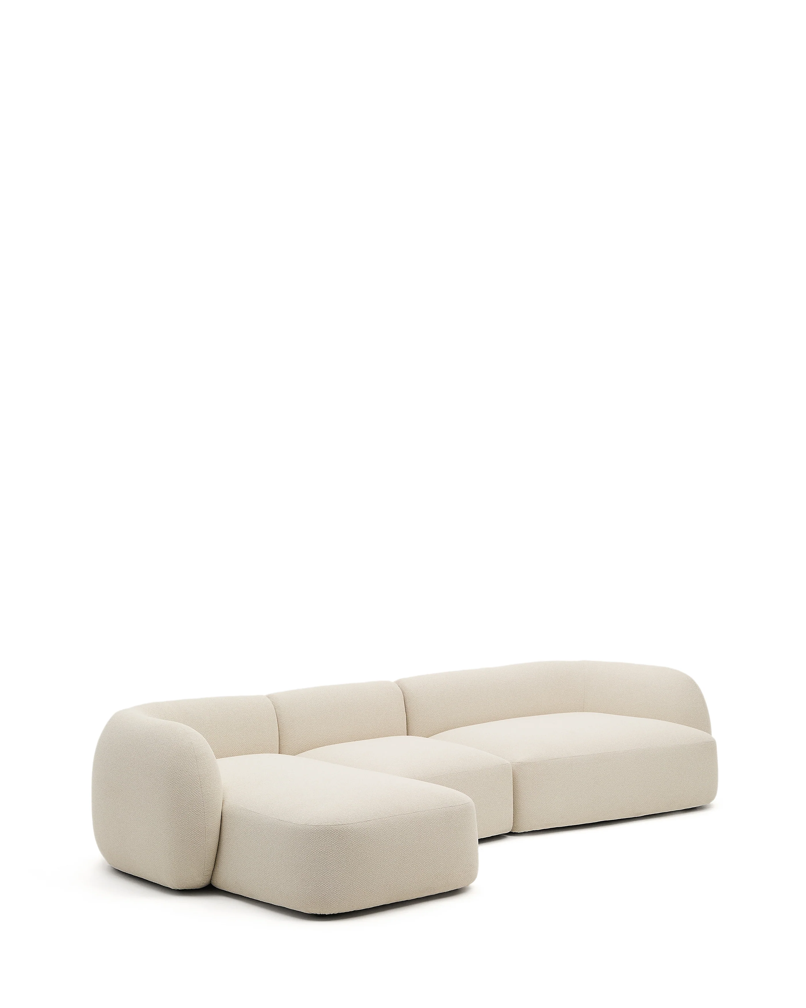 Martina modulares 4-Sitzer-Sofa in Chenille mit Chaiselongue links in Ecru 377 cm - Image 6