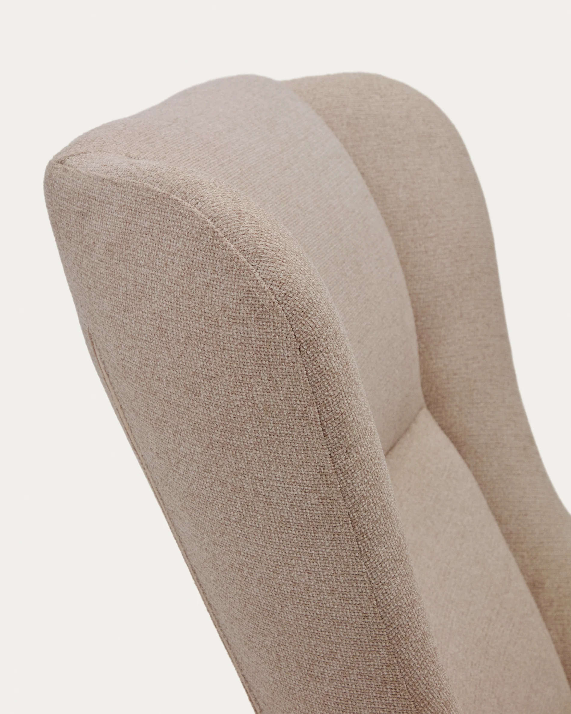 Maustin Schaukelstuhl mit Chenille in Beige und Gestell aus Stahl und Buchenholz - Image 11