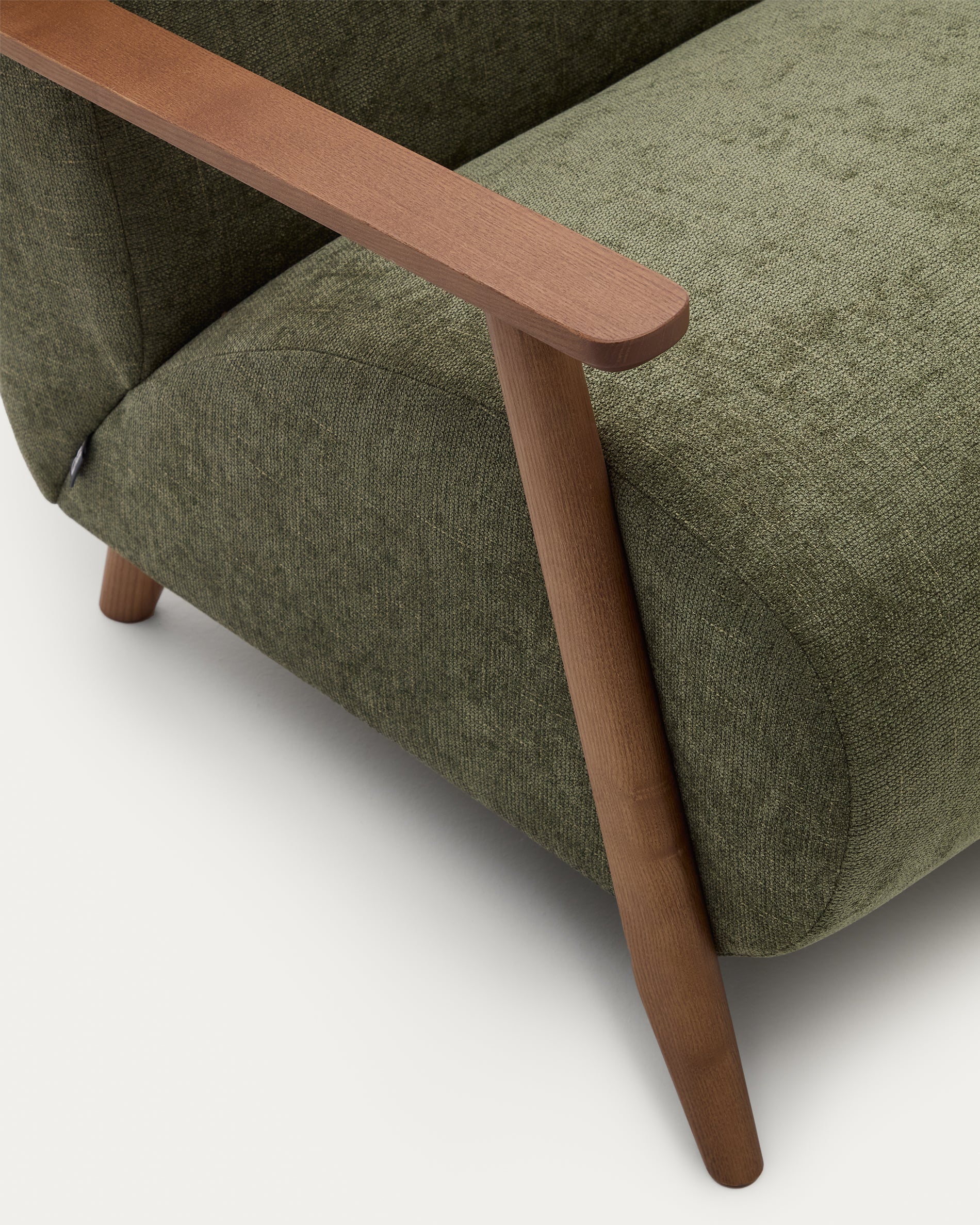 Meghan Sessel grüner Chenille und massives Eschenholz mit Nussholzfinish FSC Mix Credit - Image 3