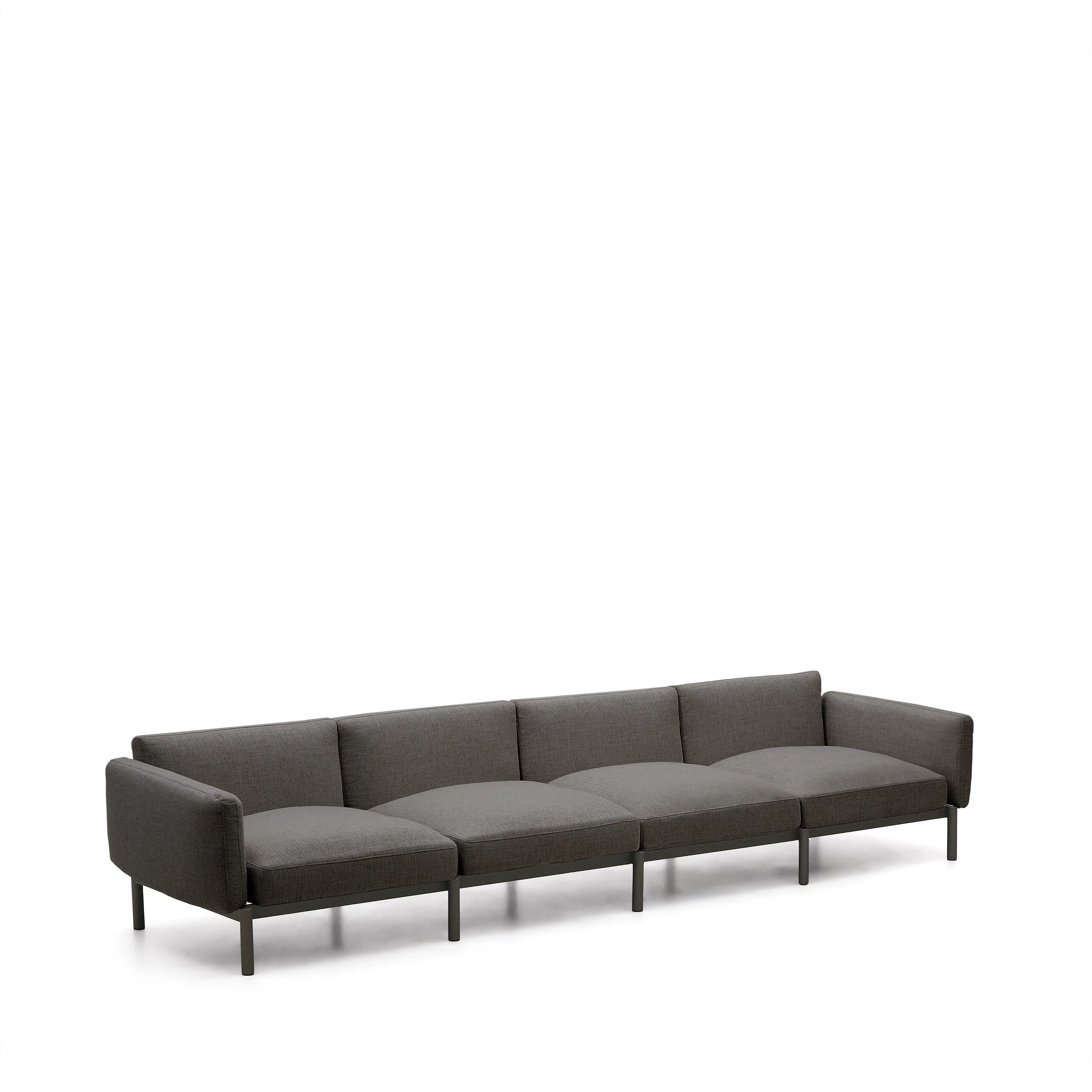 Modulares 4-Sitzer-Sofa für den Außenbereich Sorells aus Aluminium in grauer Ausführung 314 cm