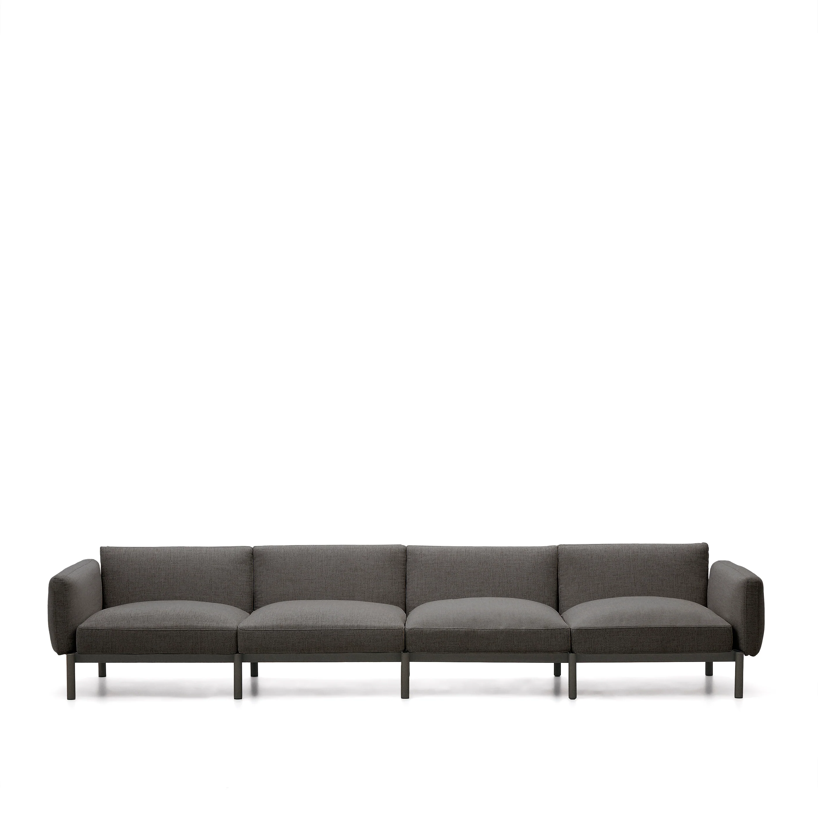 Modulares 4-Sitzer-Sofa für den Außenbereich Sorells aus Aluminium in grauer Ausführung 314 cm - Image 2