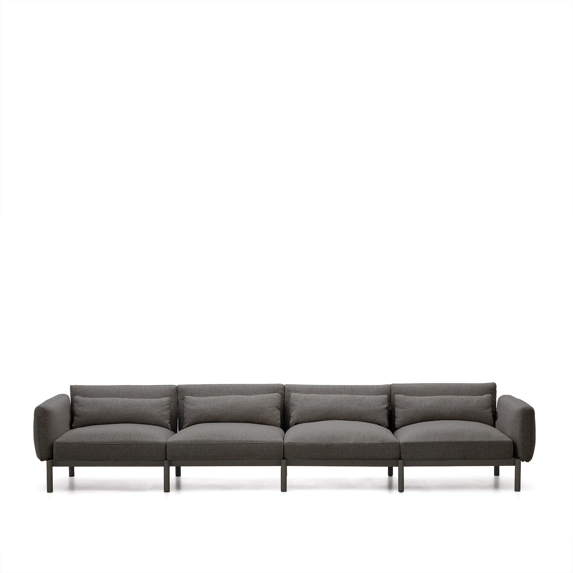 Modulares 4-Sitzer-Sofa für den Außenbereich Sorells aus Aluminium in grauer Ausführung 314 cm - Image 3