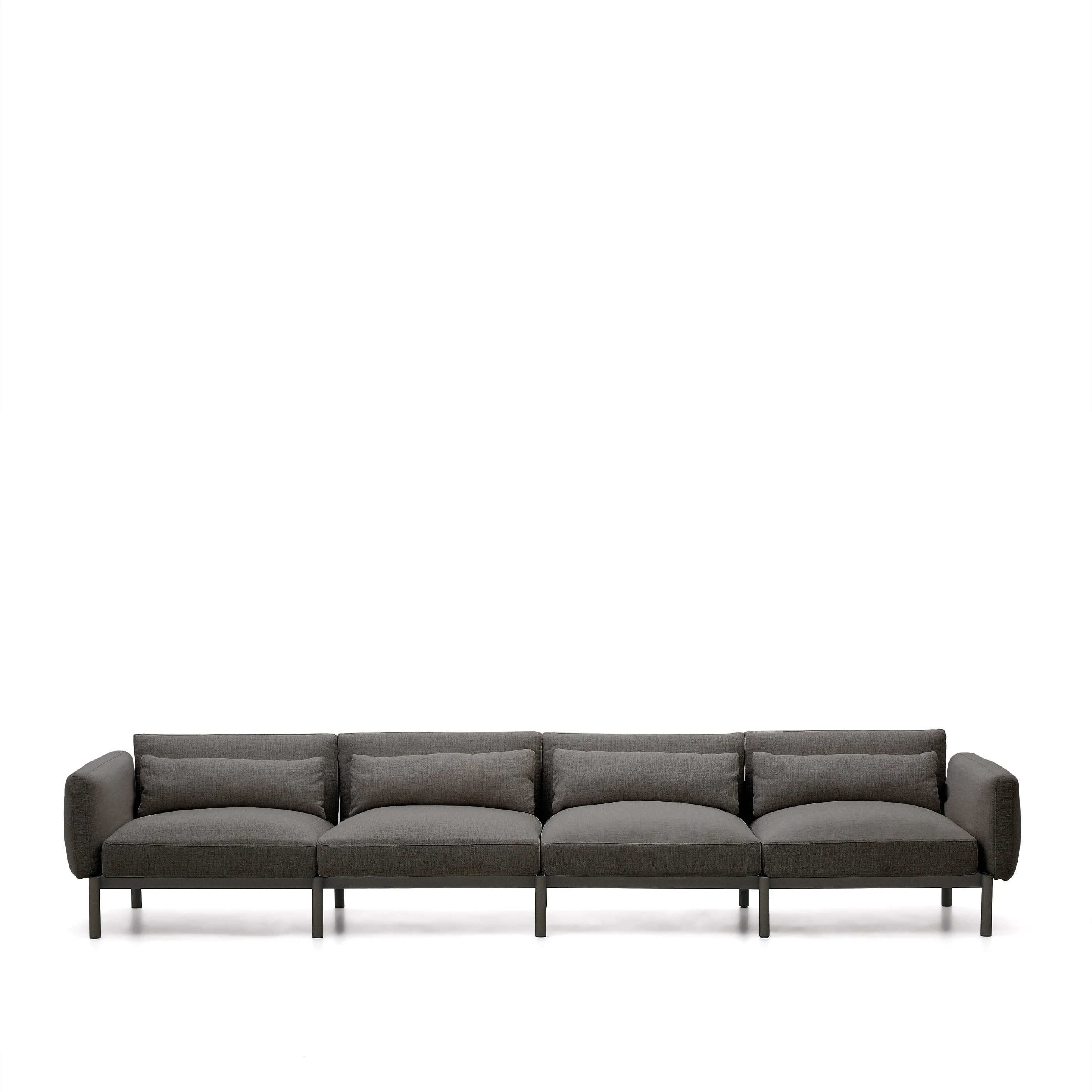 Modulares 4-Sitzer-Sofa für den Außenbereich Sorells aus Aluminium in grauer Ausführung 314 cm - Image 4