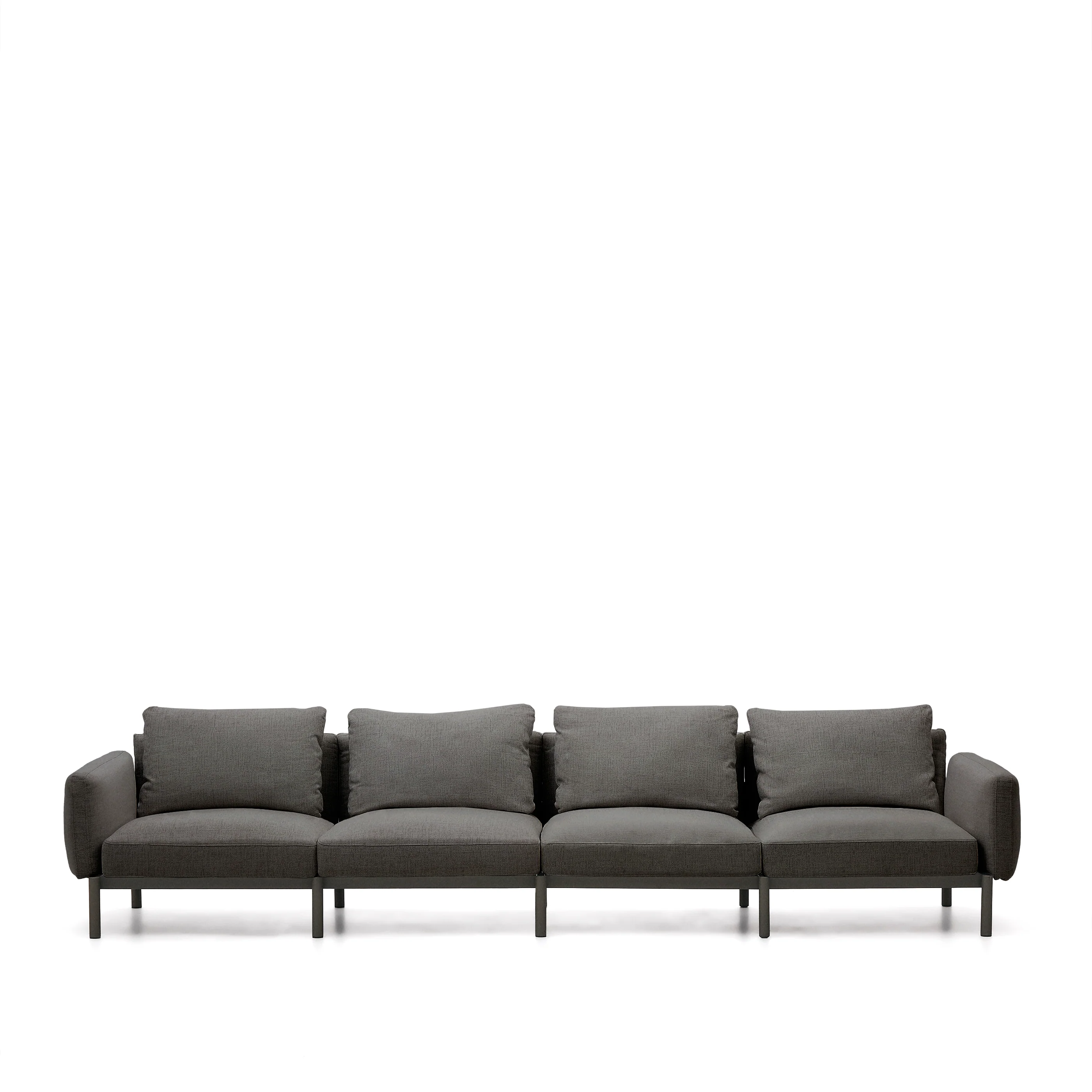 Modulares 4-Sitzer-Sofa für den Außenbereich Sorells aus Aluminium in grauer Ausführung 314 cm - Image 6