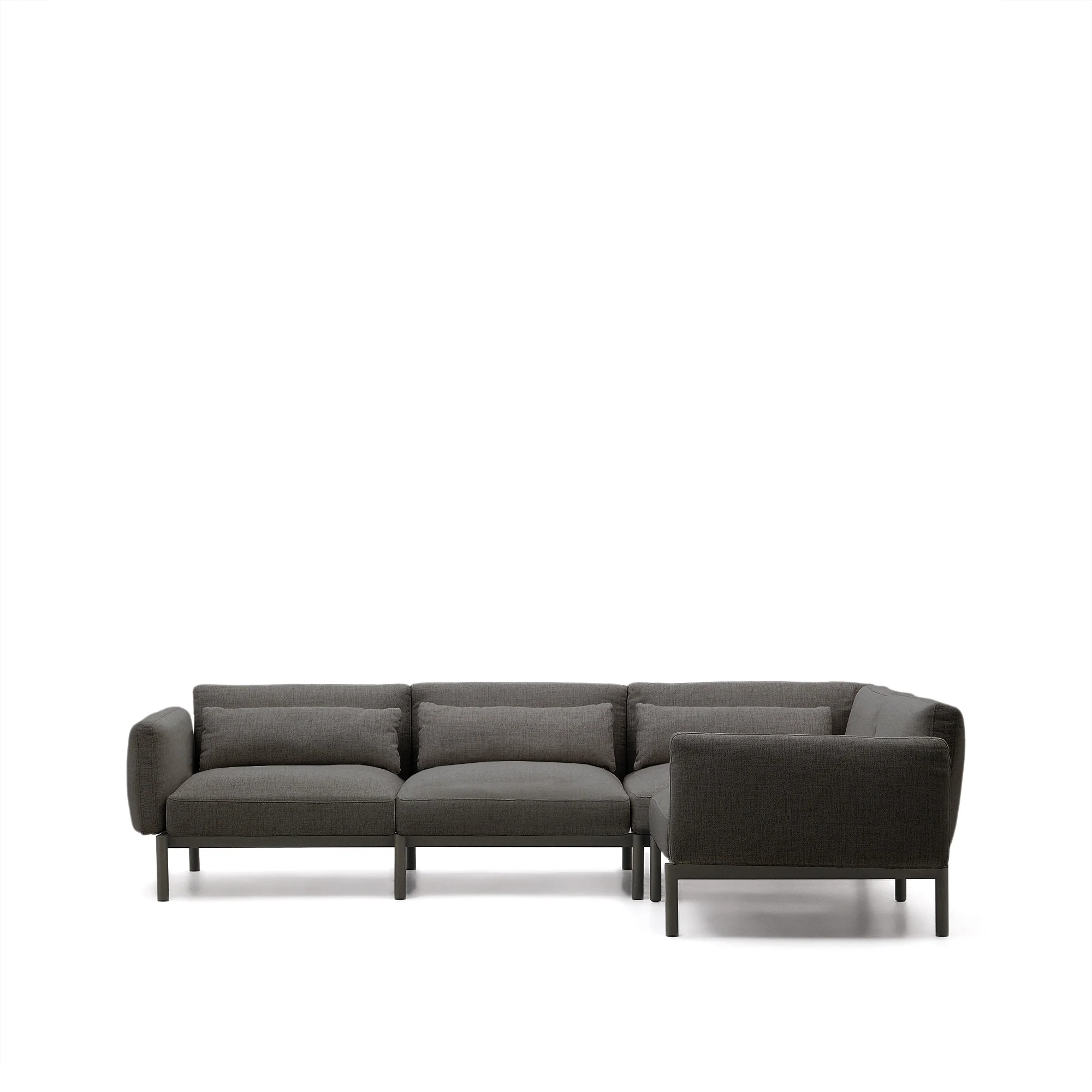 Modulares 5-Sitzer-Ecksofa für Outdoor Sorells Polsterung und Aluminium in Grau 276x191,5cm - Image 5