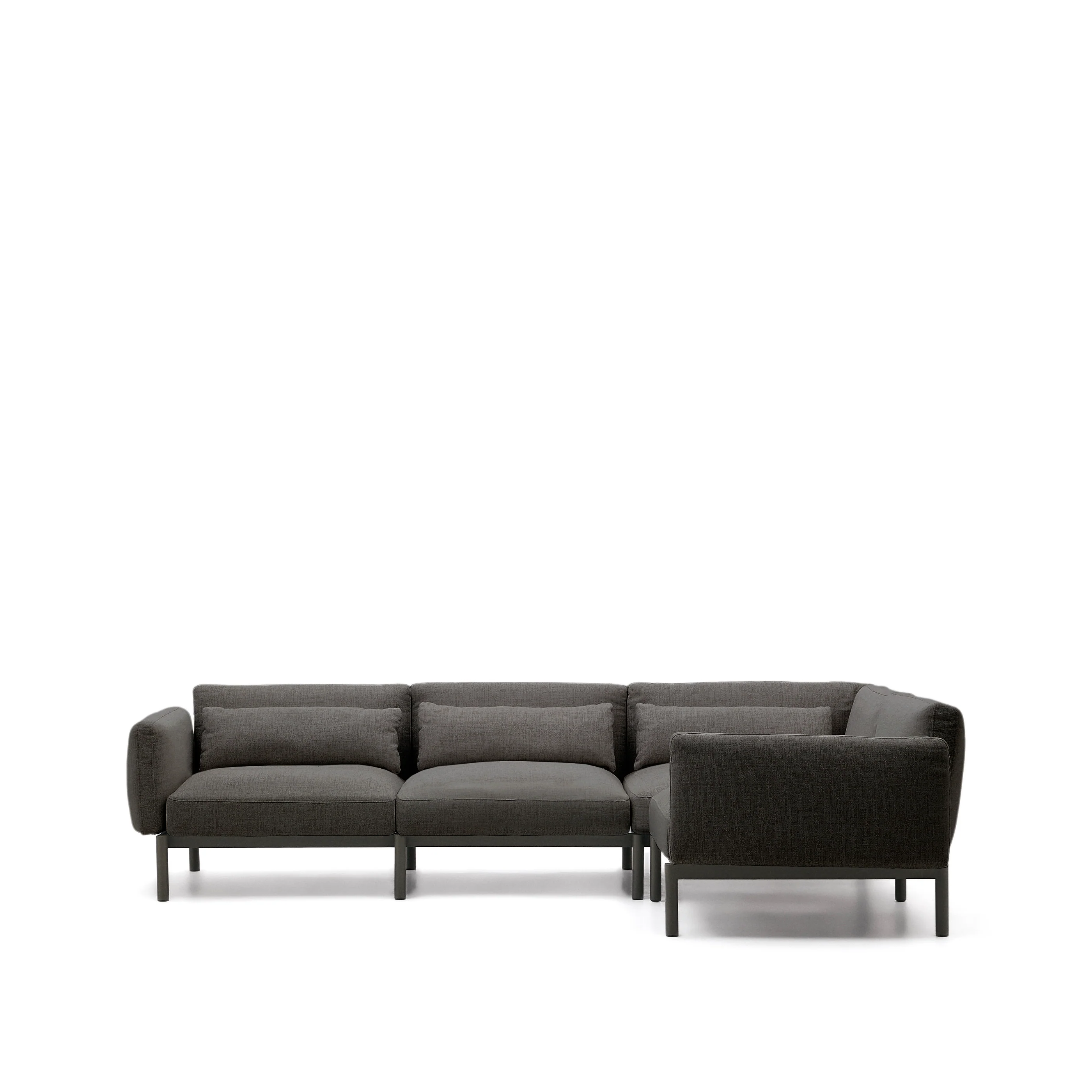 Modulares 5-Sitzer-Ecksofa für Outdoor Sorells Polsterung und Aluminium in Grau 276x191,5cm - Image 6