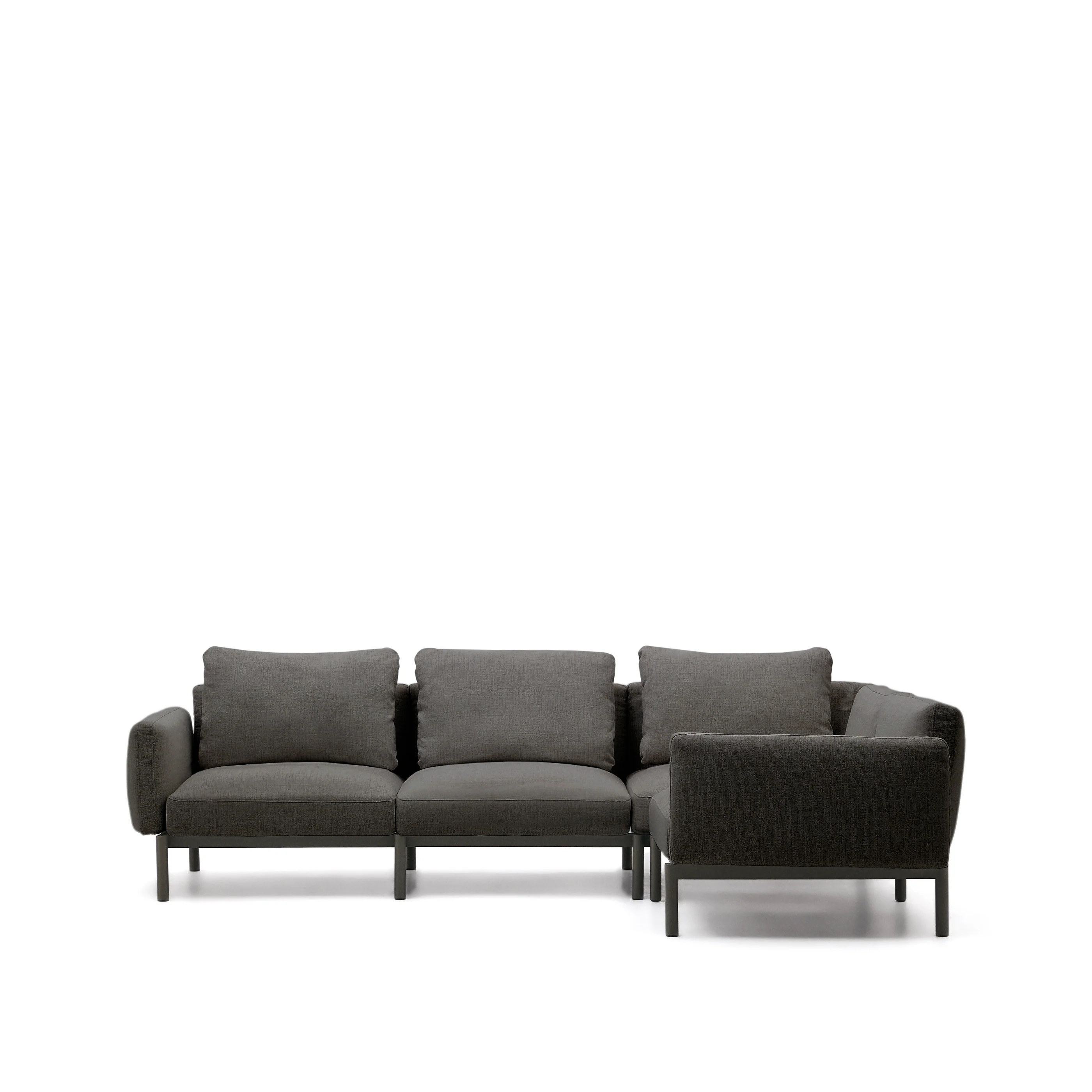 Modulares 5-Sitzer-Ecksofa für Outdoor Sorells Polsterung und Aluminium in Grau 276x191,5cm - Image 8