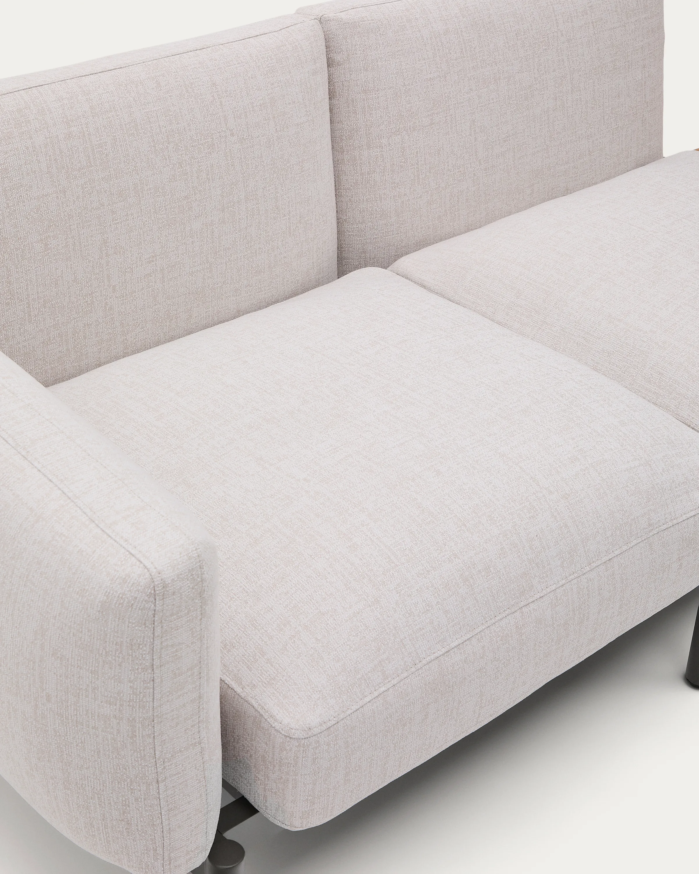 Modulares Outdoor-Sofa Sorells mit 3 Sitzplätzen mit beigefarbener Polsterung und grauem Aluminium, mit Tisch aus Teakholz, 341 x 113 cm, FSC 100 % - Image 4