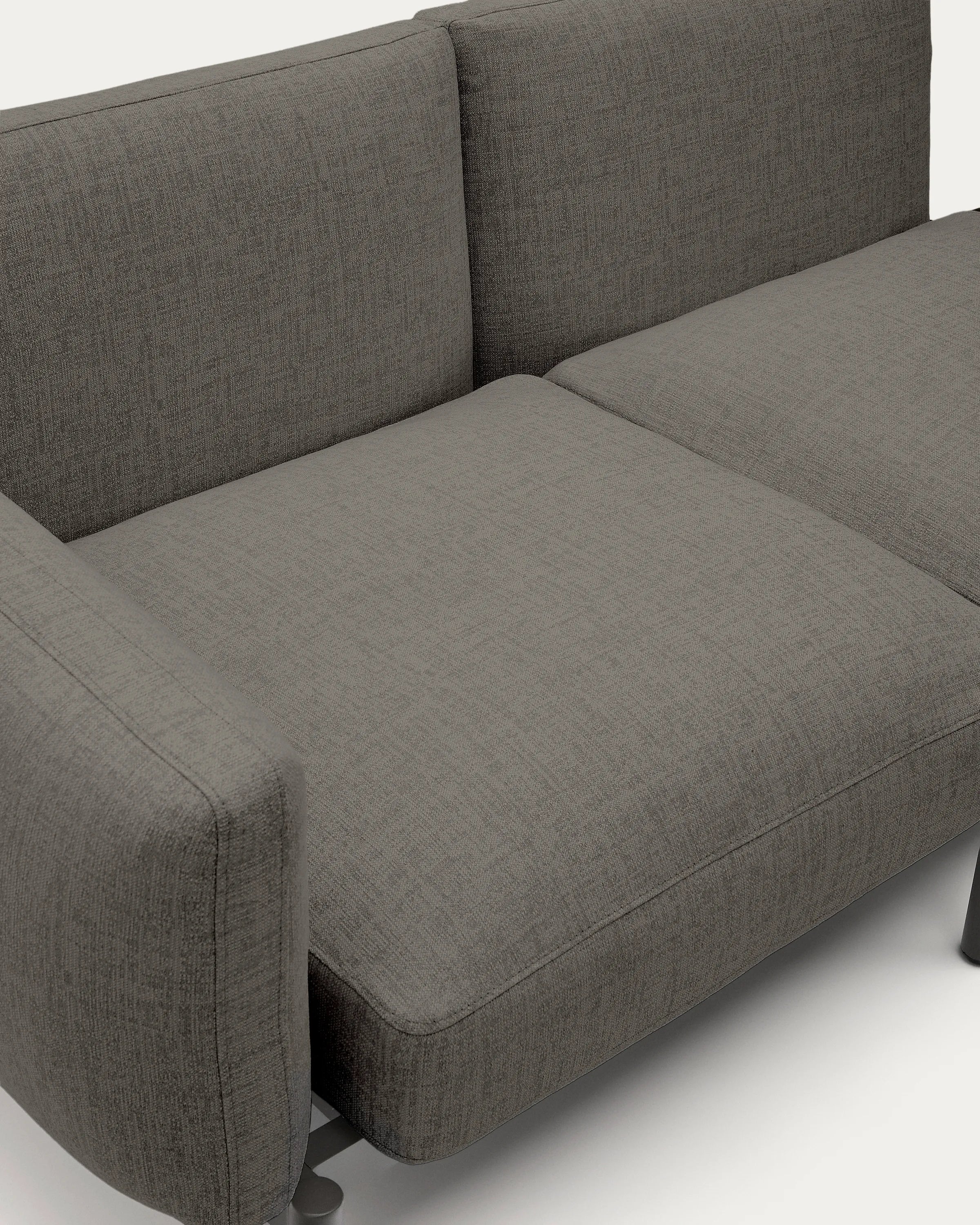 Modulares Outdoor-Sofa Sorells mit 3 Sitzplätzen mit grauer Polsterung und grauem Aluminium, mit Tisch aus Teakholz, 341 x 113 cm, FSC 100 % - Image 3