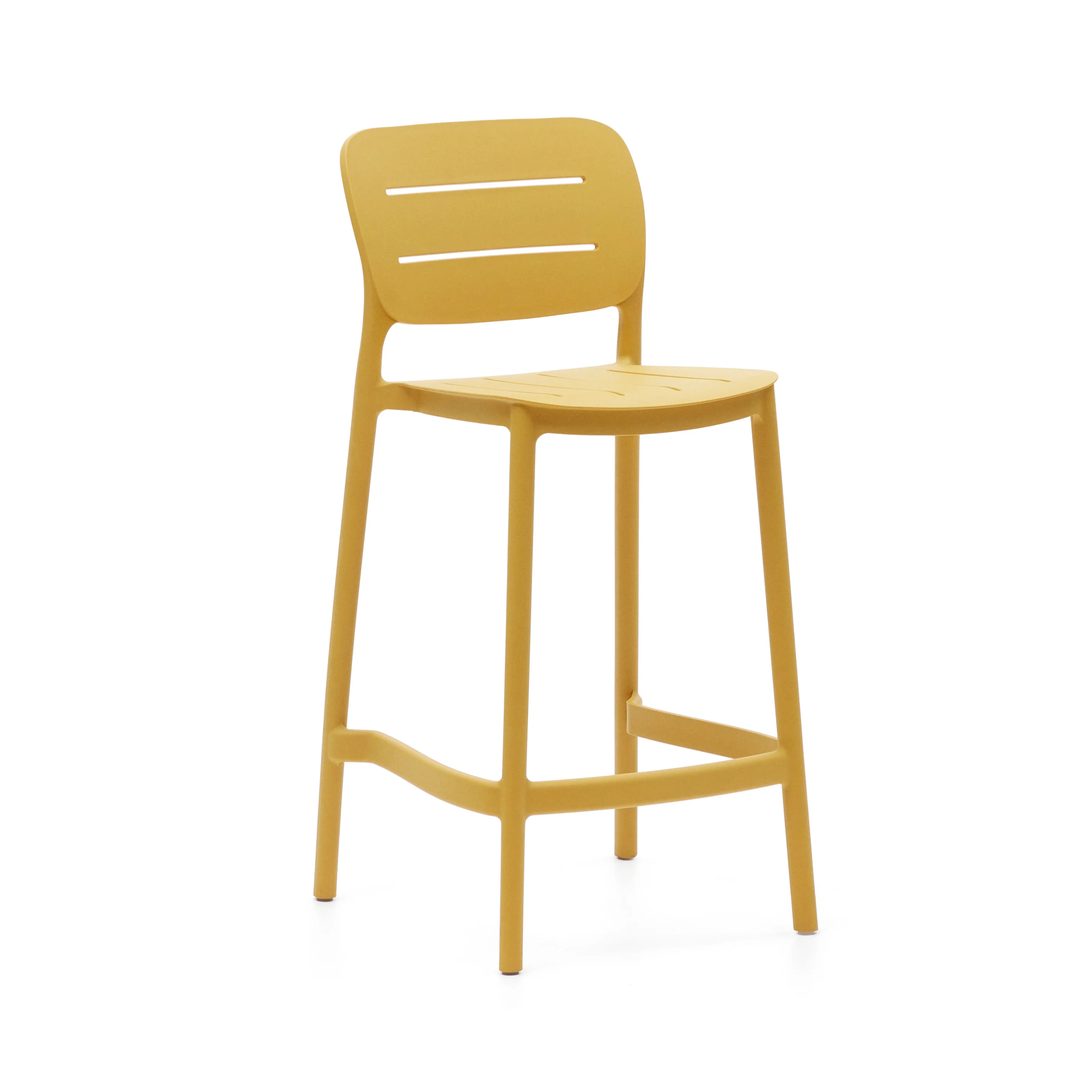 Morella stapelbarer Outdoor-Hocker aus Kunststoff in Senfgelb - Image 2