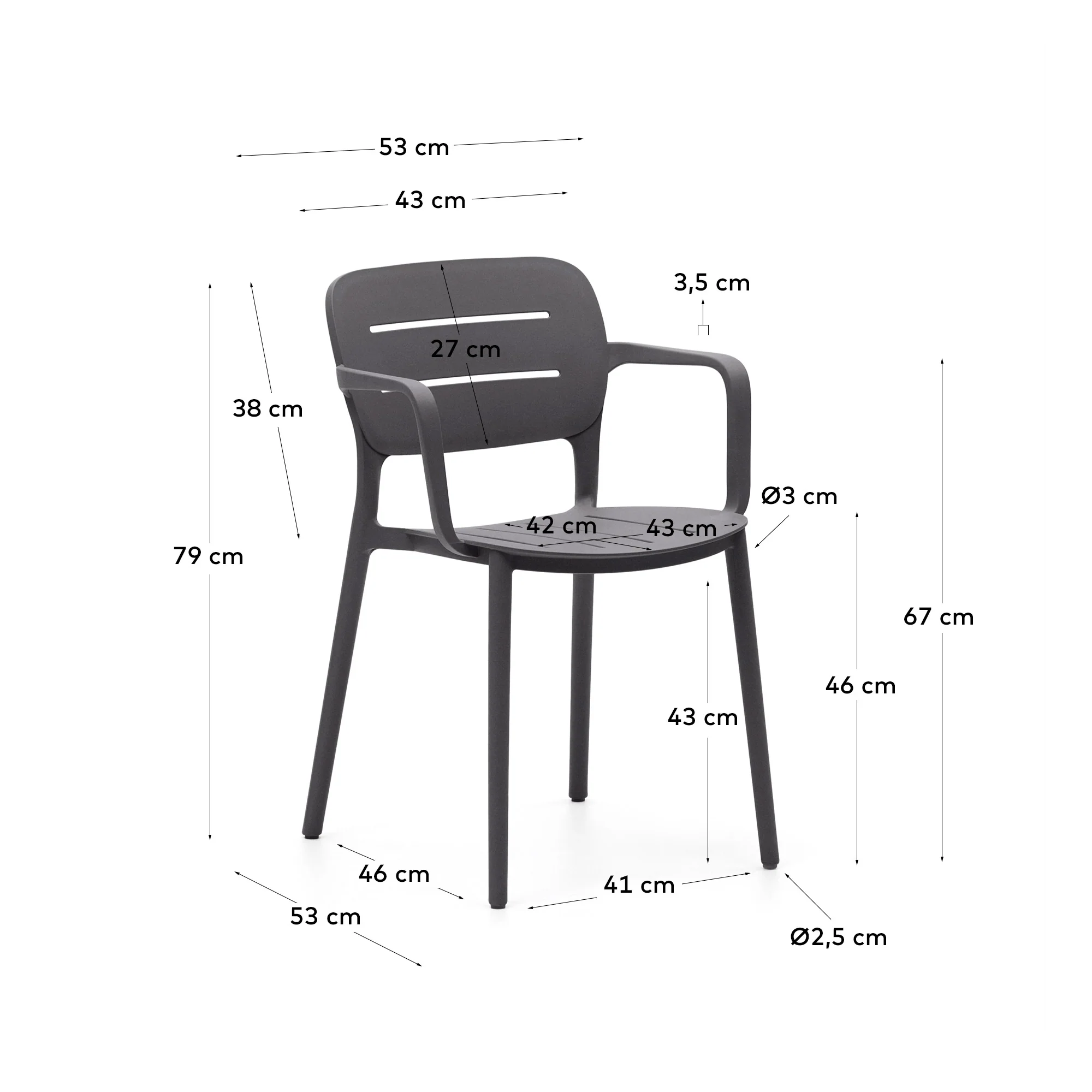 Morella stapelbarer Outdoor-Stuhl in Grau - Image 15