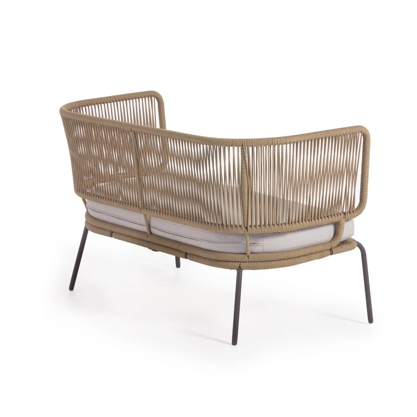 Nadin 2-Sitzer Sofa aus beigefarbenem Seil und Beinen aus verzinktem Stahl 135 cm - Image 6