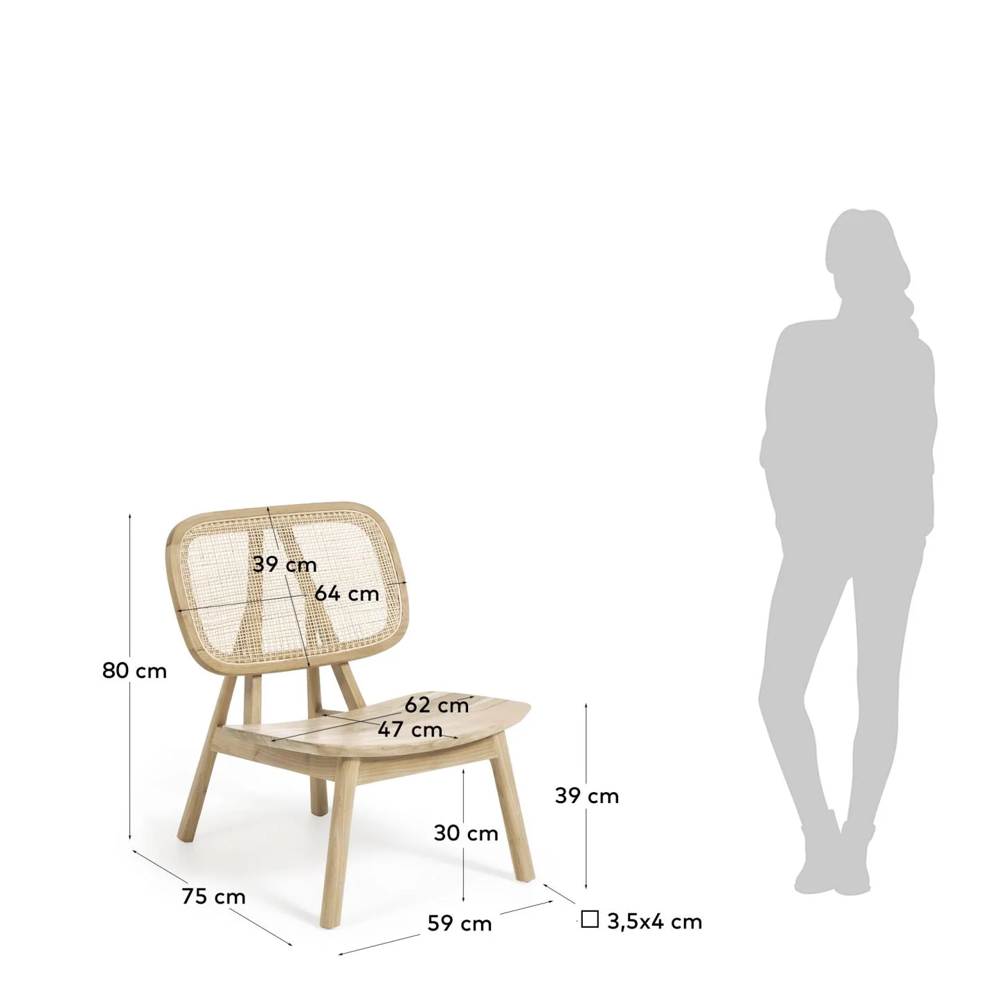Nadra Sessel aus massivem Teakholz und Rattan - Image 6