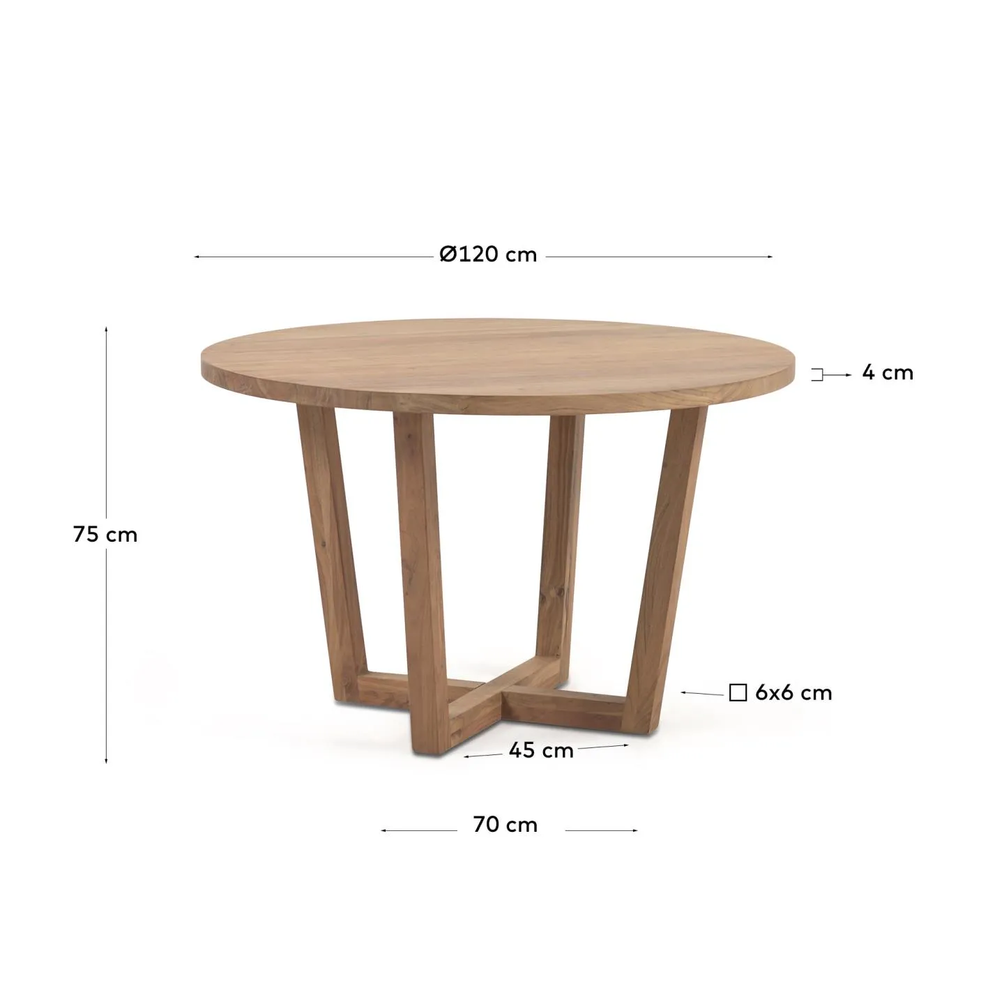 Nahla runder Tisch aus massivem Akazienholz mit natürlichem Finish Ø 120 cm - Image 6