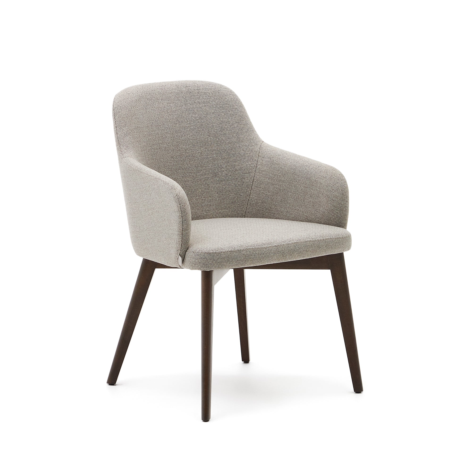 Nelida Stuhl aus brauner Chenille und massivem Buchenholz mit Nussbaum-Finish FSC 100%
