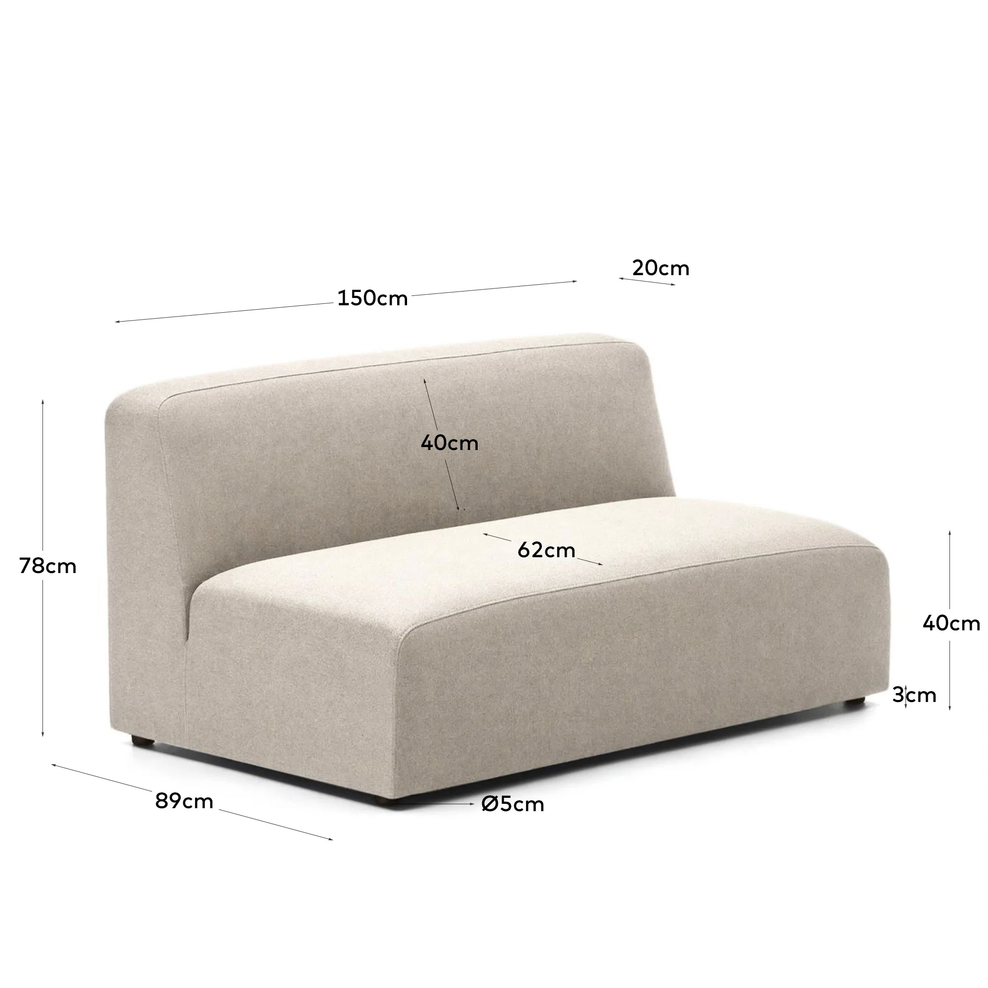Neom 2-Sitzer-Modul in Beige 150 cm - Image 3