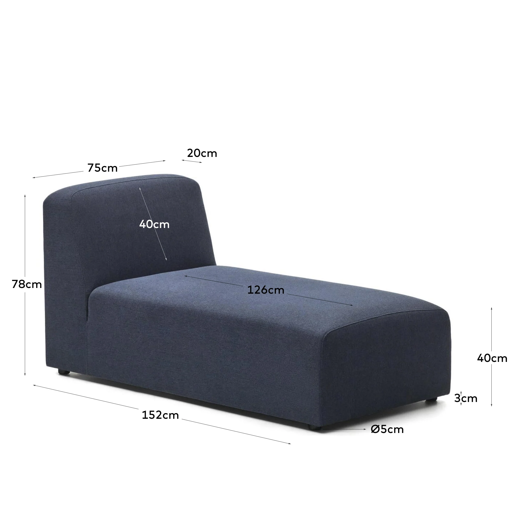 Neom Chaiselongue Modul in Blau 152 x 75 cm - Image 4