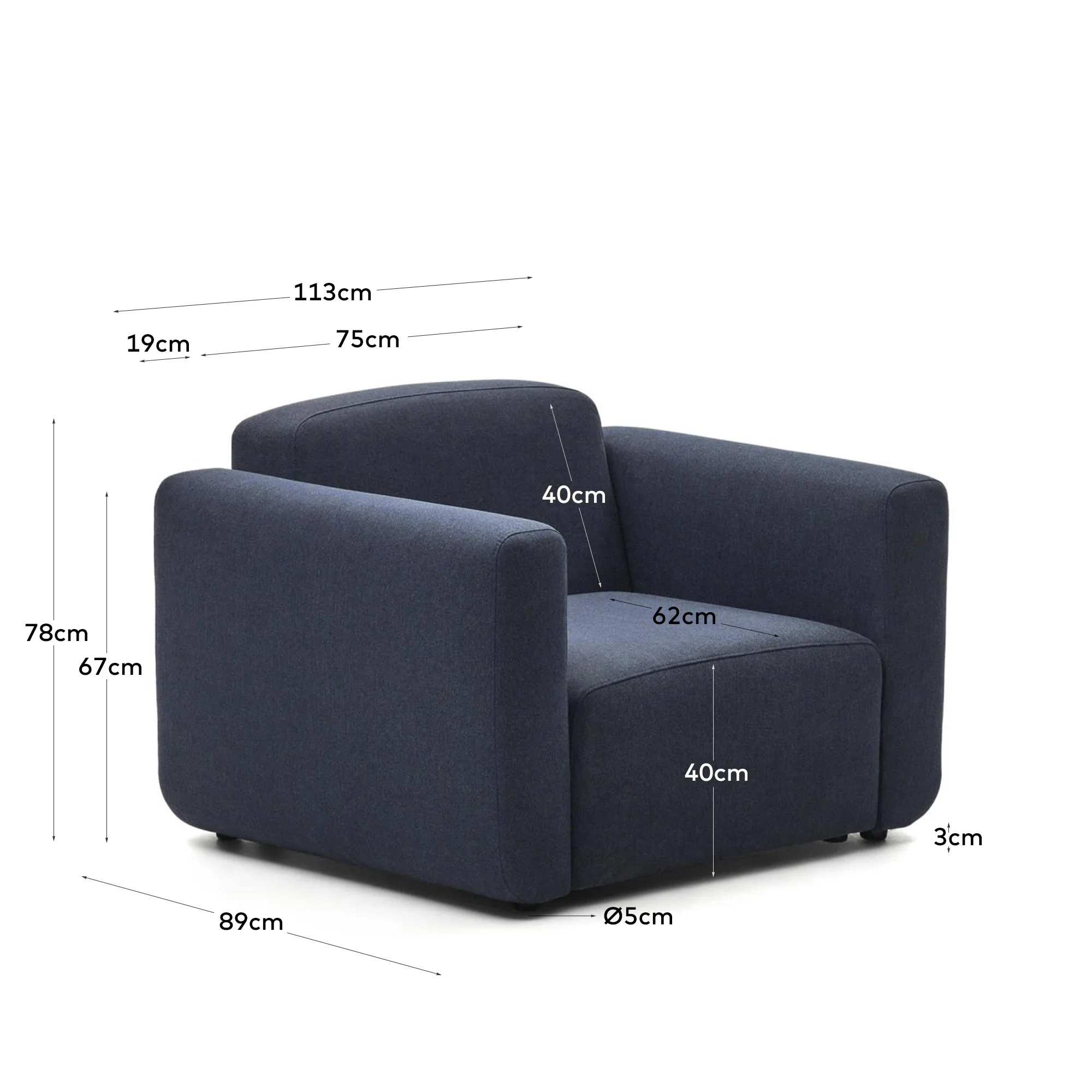 Neom Modularsessel in Blau - Image 3