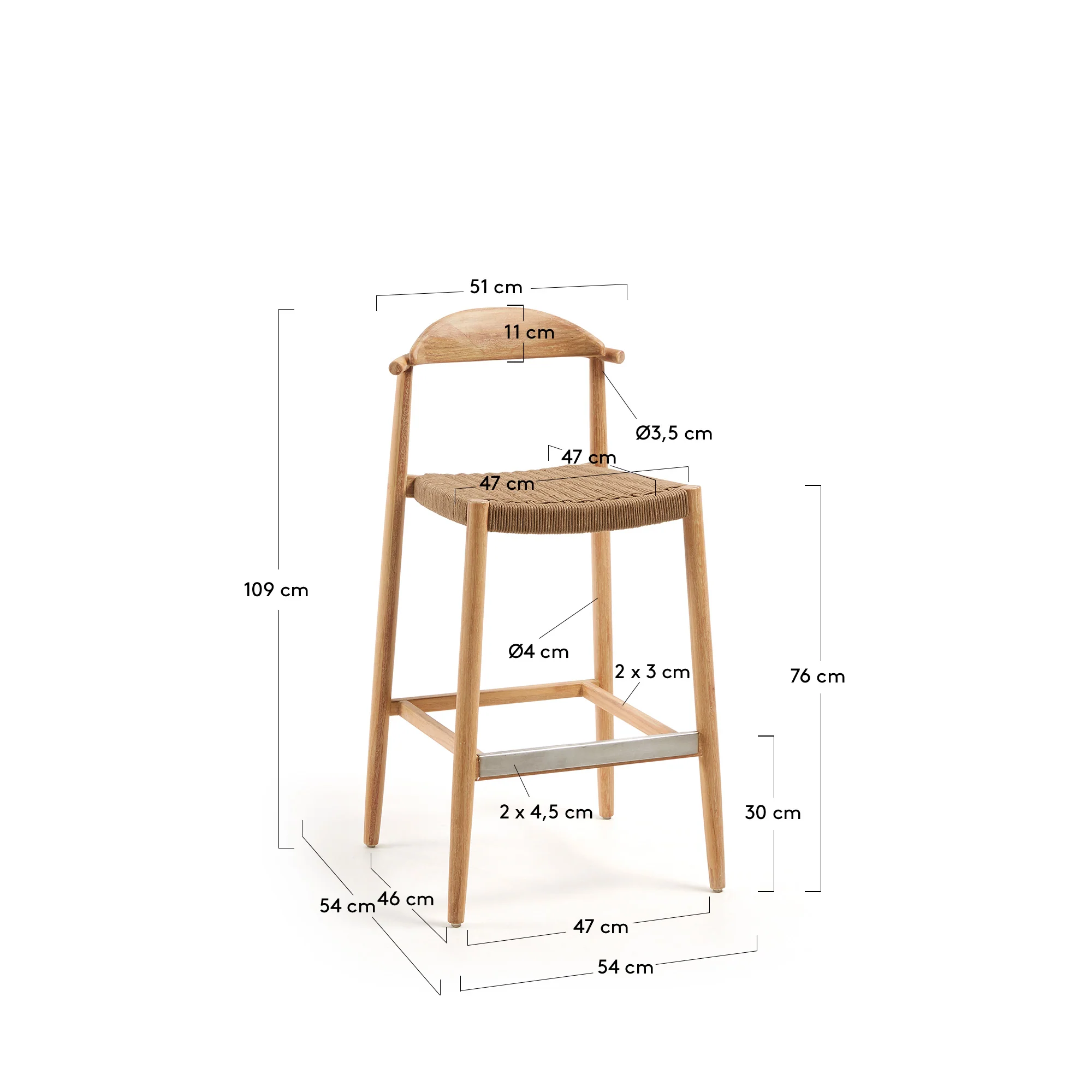 Nina Hocker aus massivem Akazienholz Höhe 76 cm - Image 3