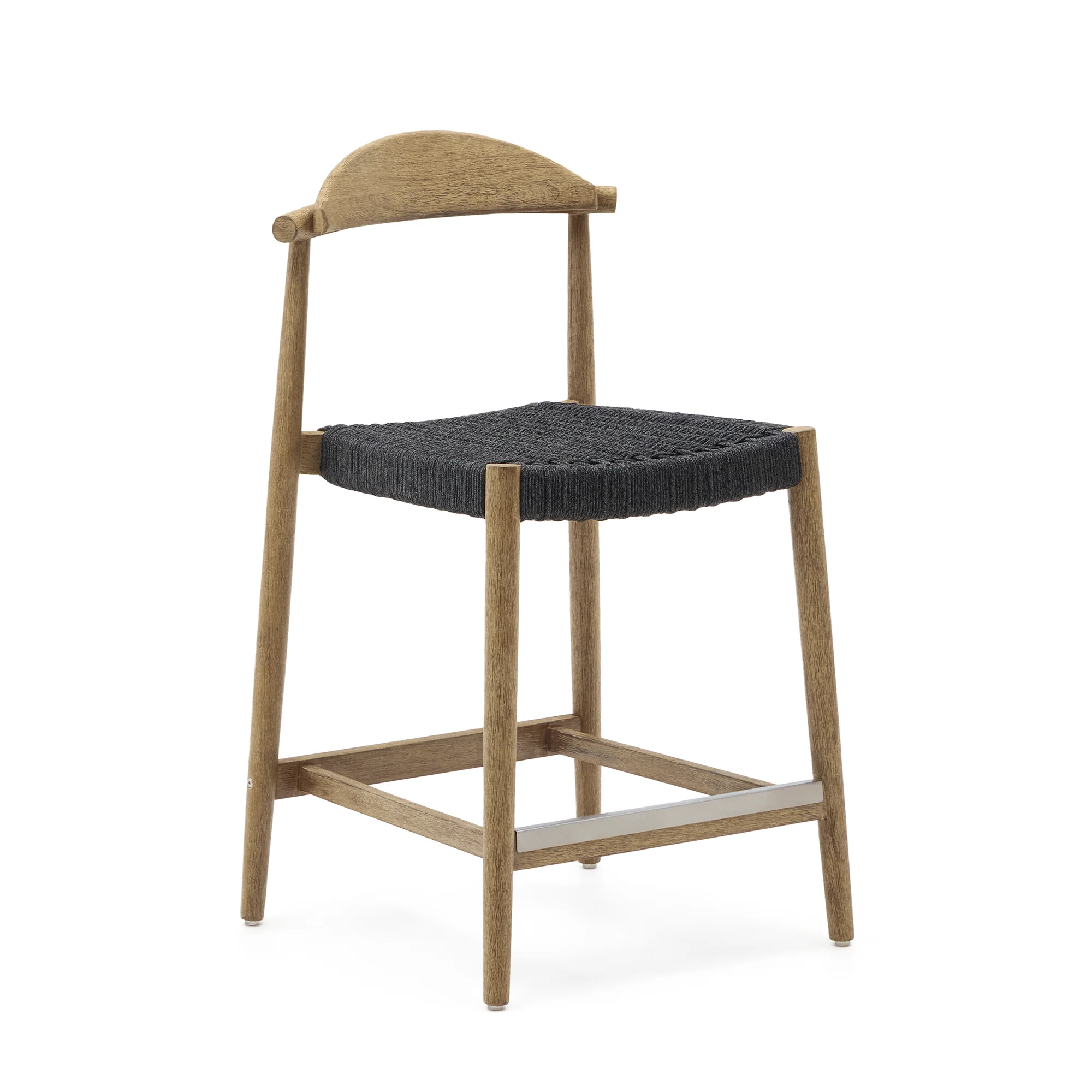 Nina Hocker massives Akazienholz naturfarbenes Finish und Seil schwarz Höhe 62 cm FSC 100%