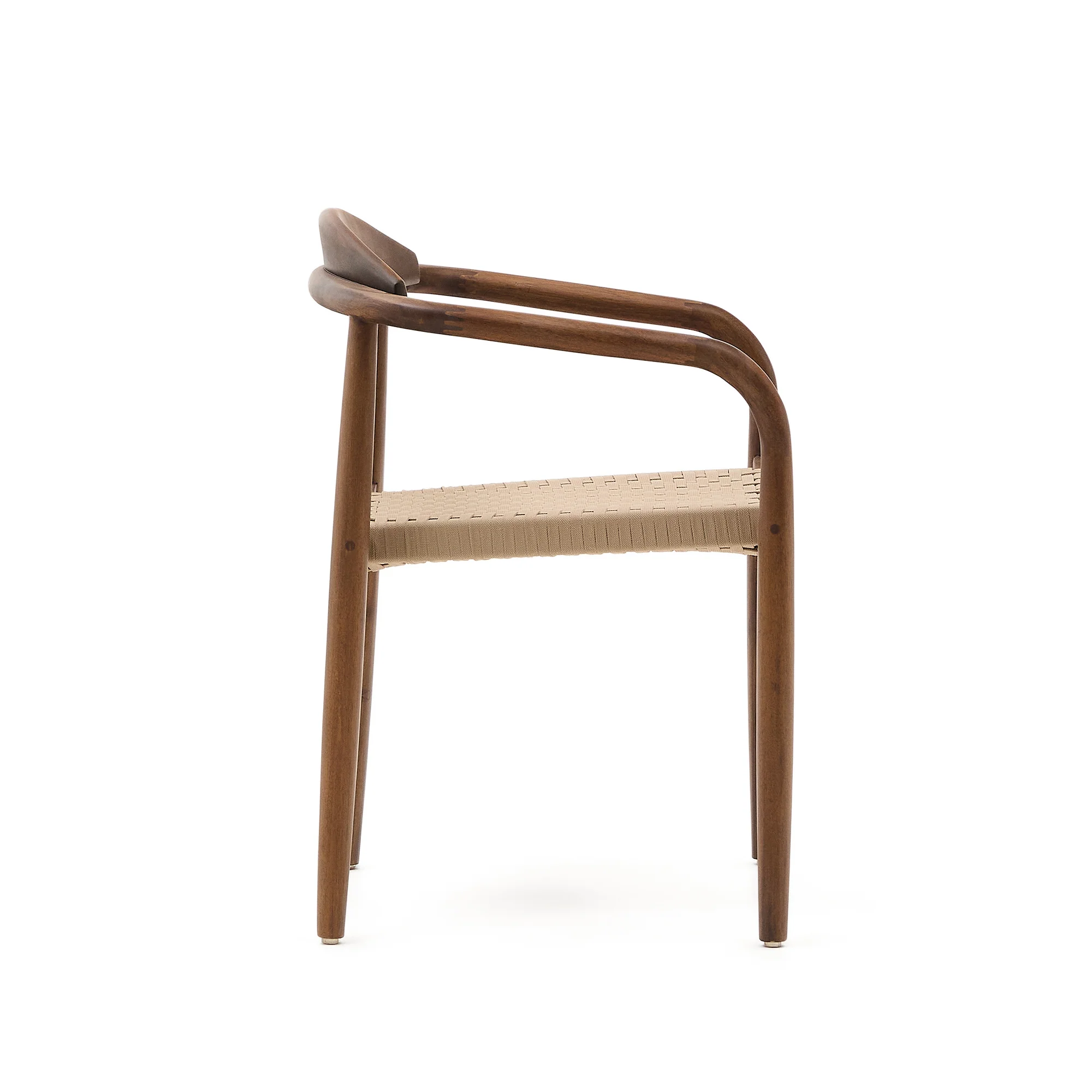 Nina stapelbarer Stuhl aus massivem Akazienholz mit Nussholzfinish und Seil in Beige FSC 100% - Image 6