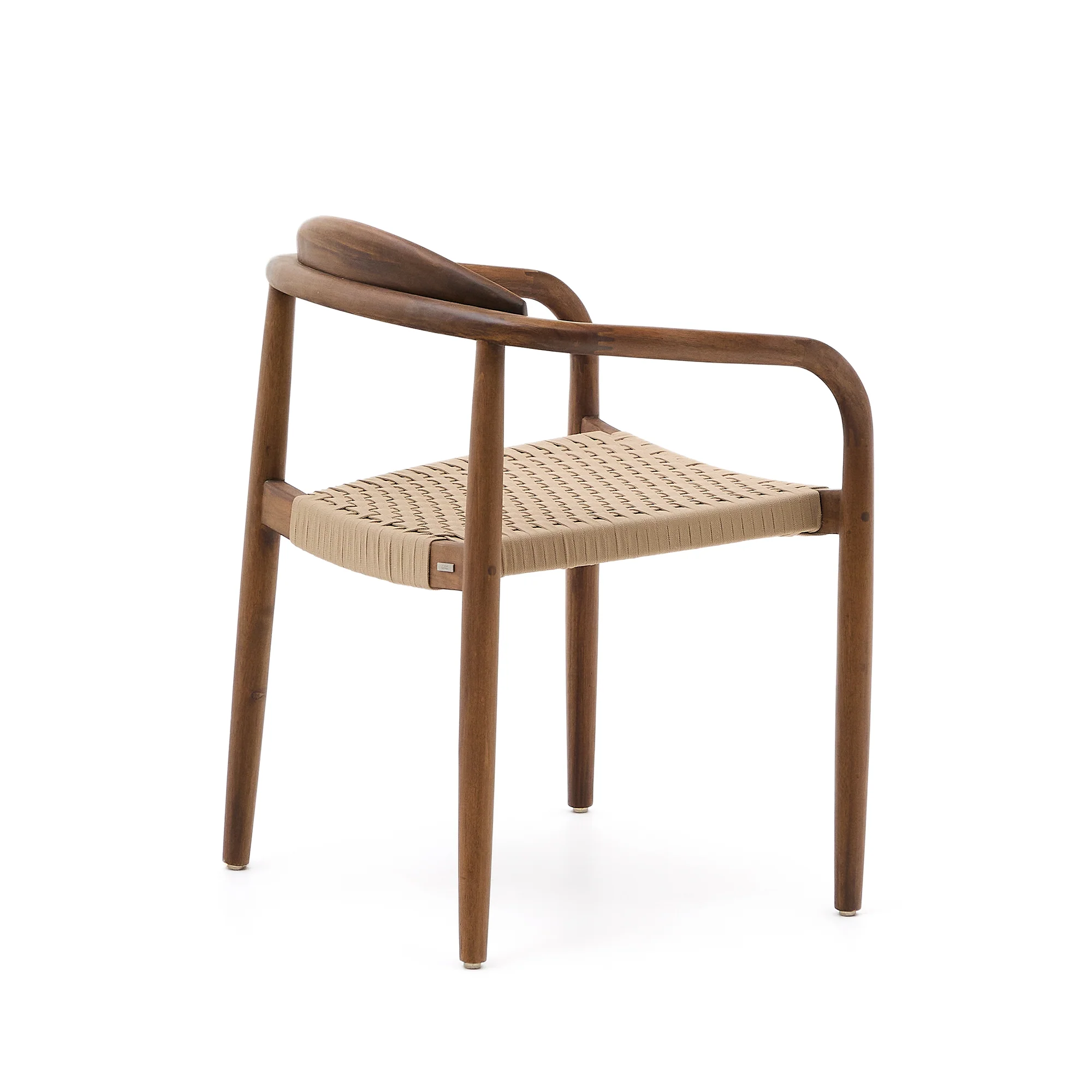 Nina stapelbarer Stuhl aus massivem Akazienholz mit Nussholzfinish und Seil in Beige FSC 100% - Image 7