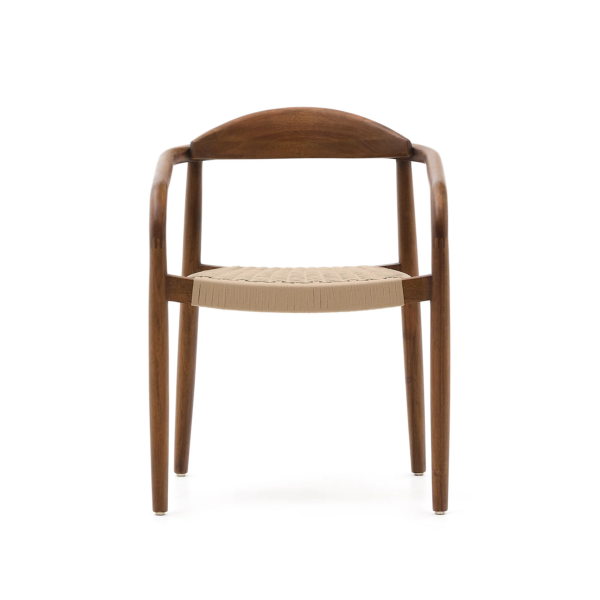 Nina stapelbarer Stuhl aus massivem Akazienholz mit Nussholzfinish und Seil in Beige FSC 100% - Image 8
