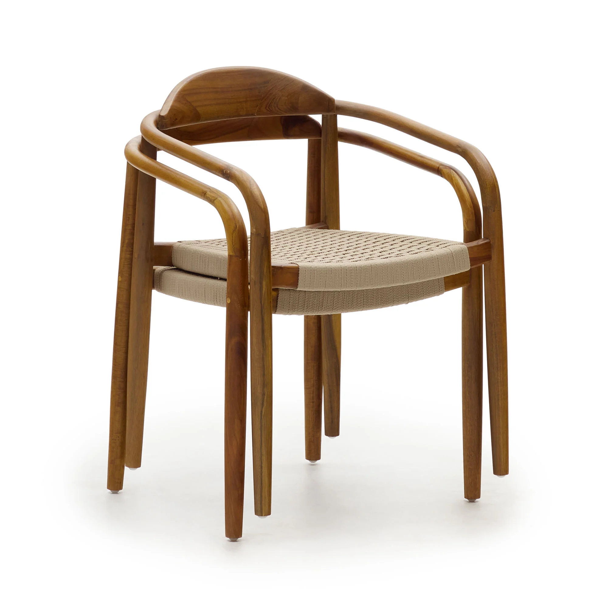 Nina stapelbarer Stuhl aus massivem Akazienholz mit Nussholzfinish und Seil in Beige FSC 100% - Image 9