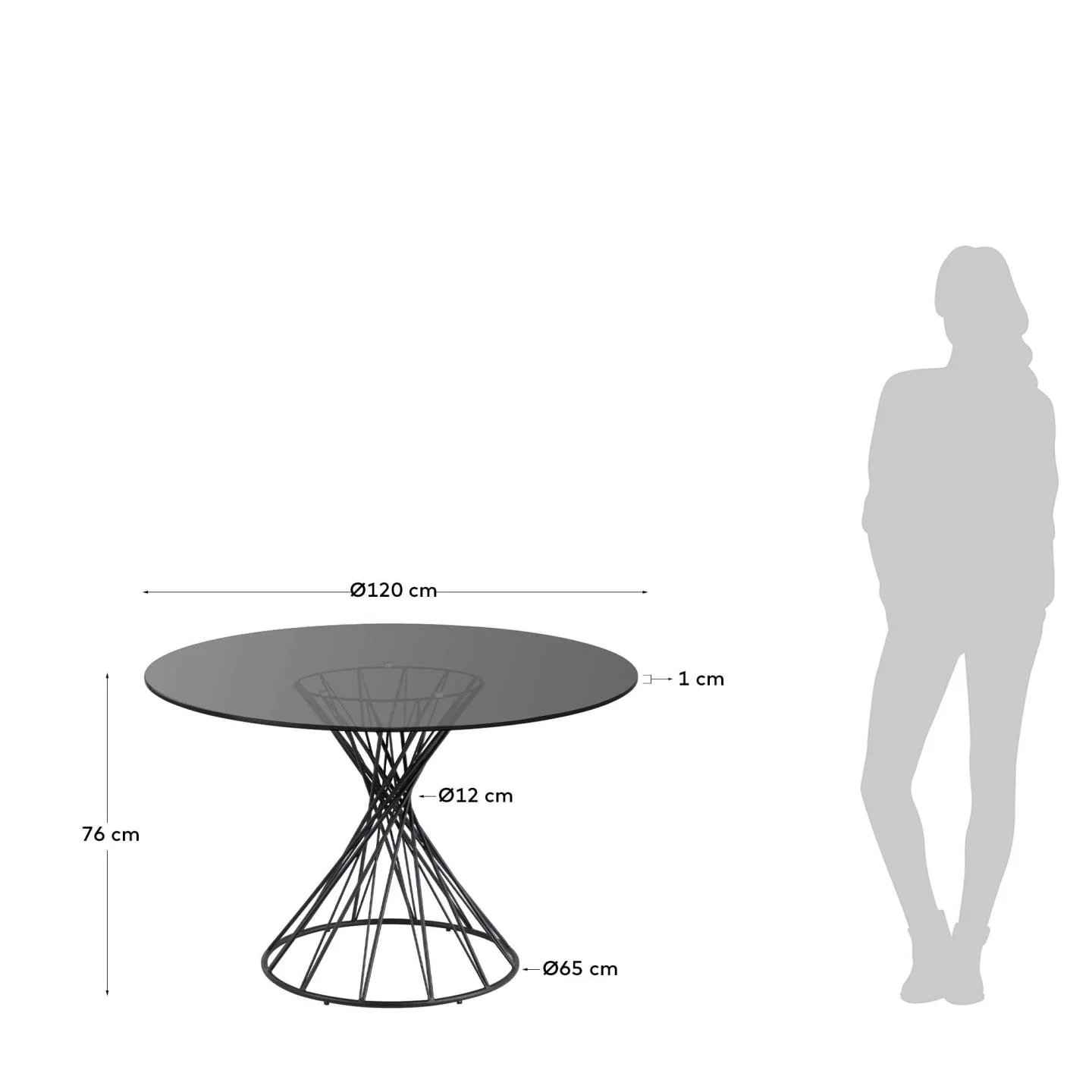Niut Glas-Tisch Schwarz Ø 120 cm - Image 4