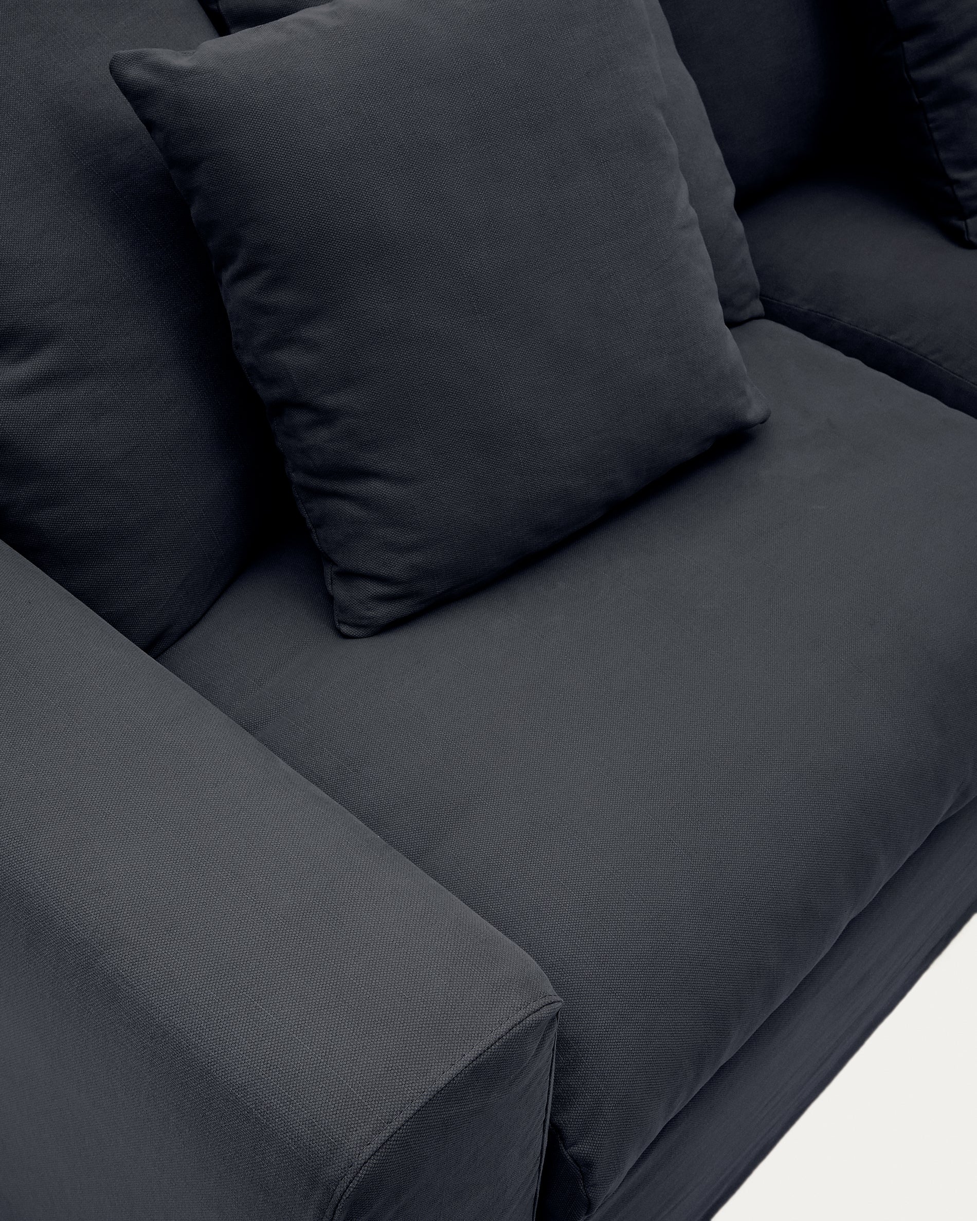 Nora 3 Sitzer Sofa mit abziehbaren Kissenbezügen aus Leinen und Baumwolle anthrazitgrau 240 cm - Image 6